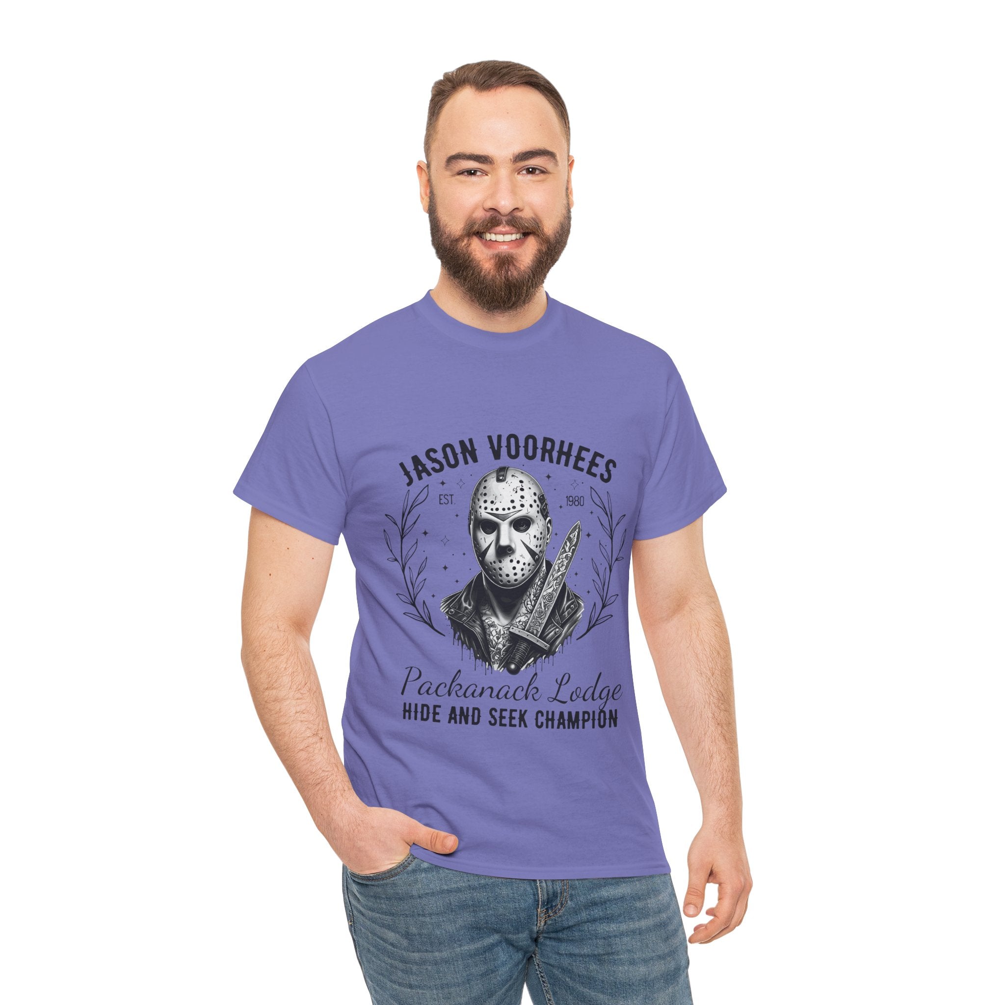 Jason Voorhees 'Hide and Seek Champion'  - Horror Graphic Tee, Unisex Cotton Shirt, Halloween Costume, Horror Movie Gift, Spooky T-Shirt, Horror Fan Apparel