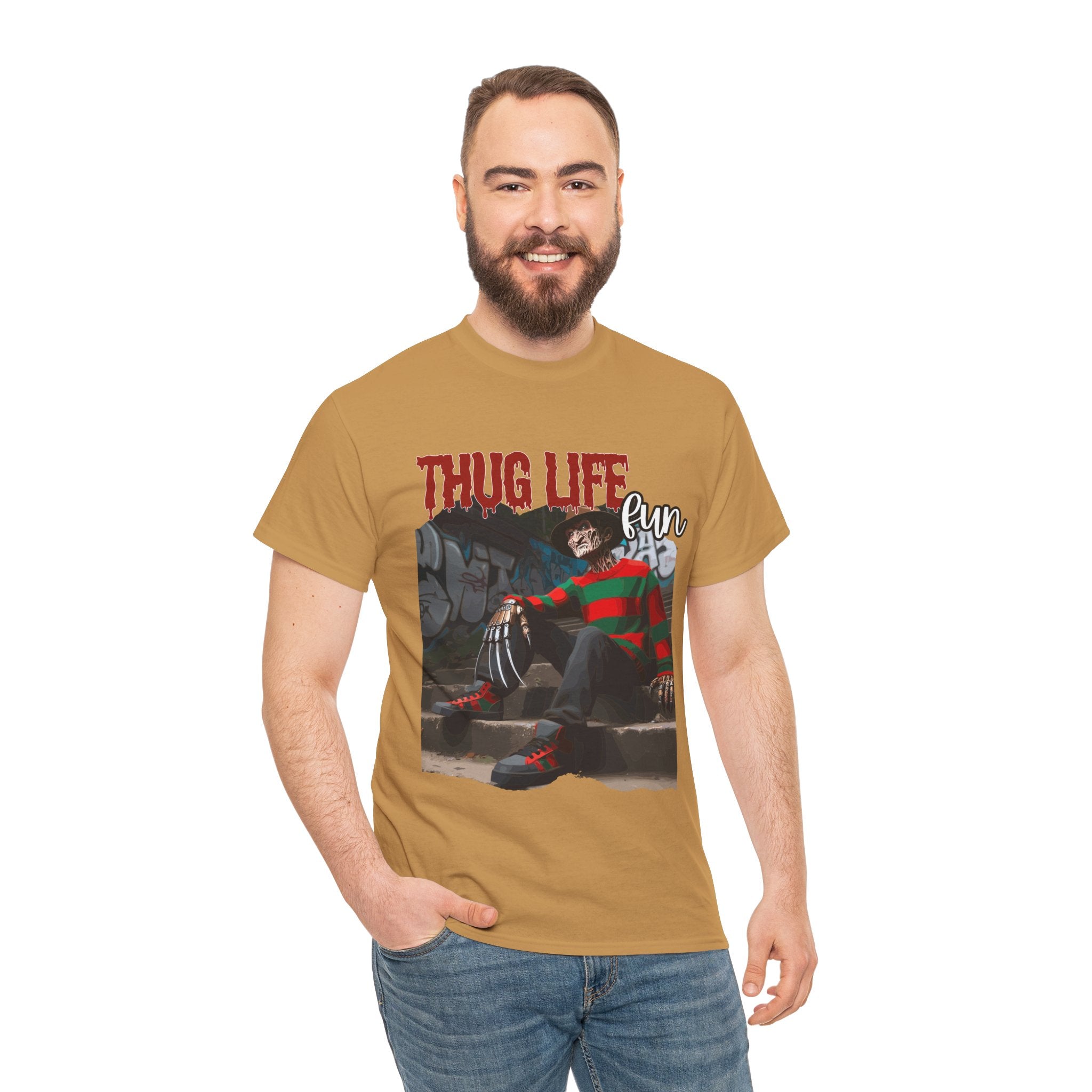 Freddie Kruger, Thug Life Tee - Horror Graphic Tee, Unisex Cotton Shirt, Halloween Costume, Horror Movie Gift