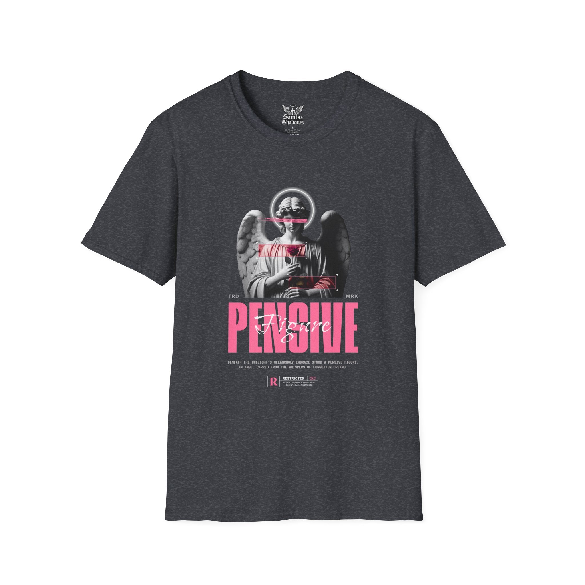 Saints and Shadows - Pensive, Angelic Artwork Unisex Softstyle T-Shirt, Casual Wear