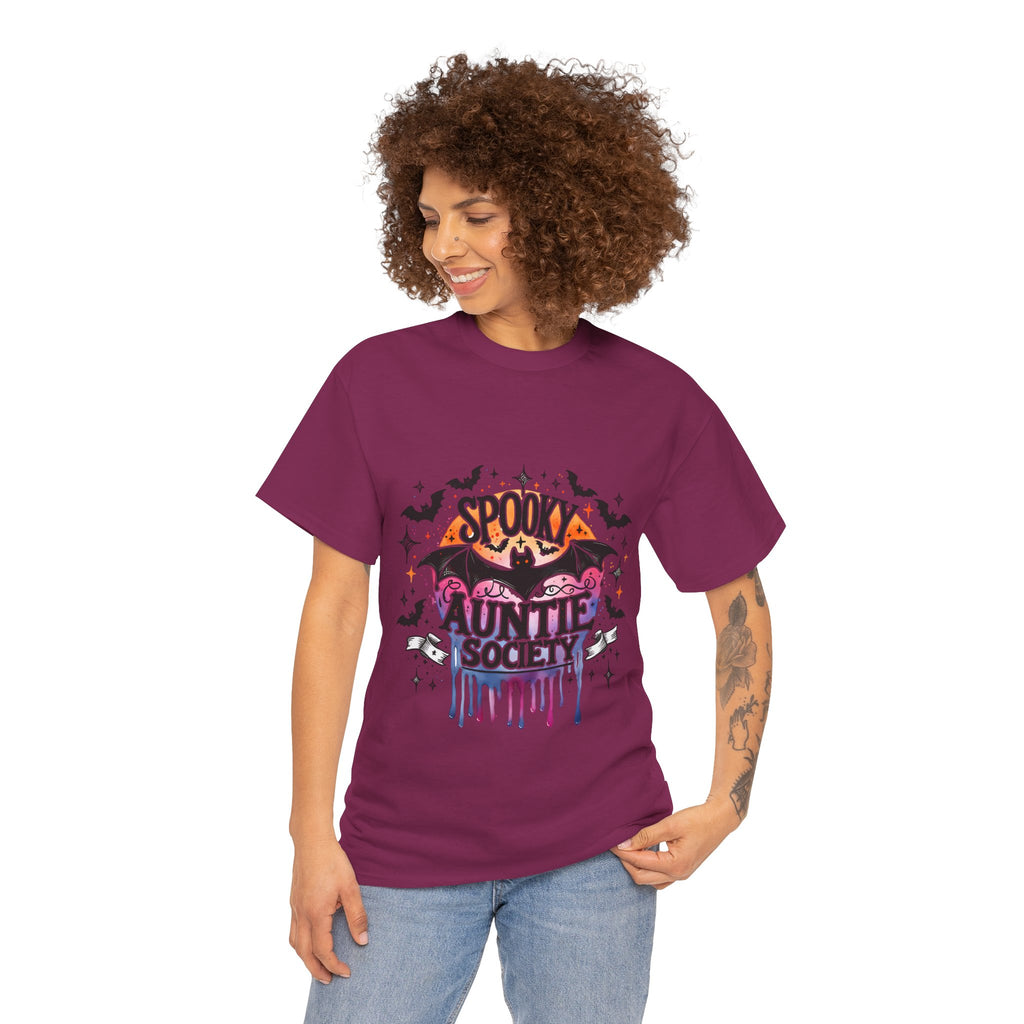 Spooky Auntie Society Tee, Ghost Lovers T-Shirt, Halloween Costume Shirt, Unisex Graphic Tee, Fun Family Gathering Apparel