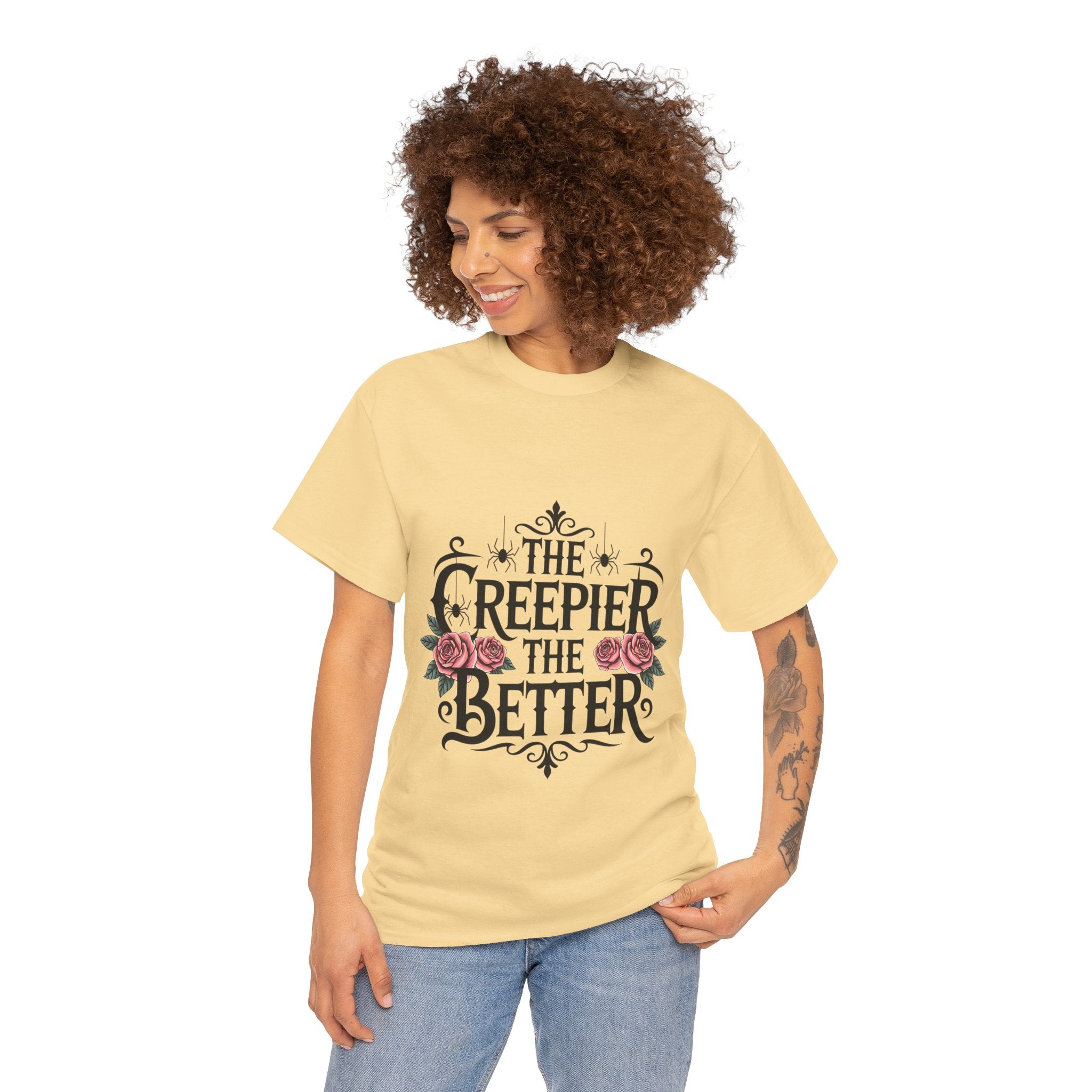 The Creepier the Better Tee, Perfect for Halloween, Casual Wear, Gift for Friends, Vintage Style, Unique Graphic T-Shirt