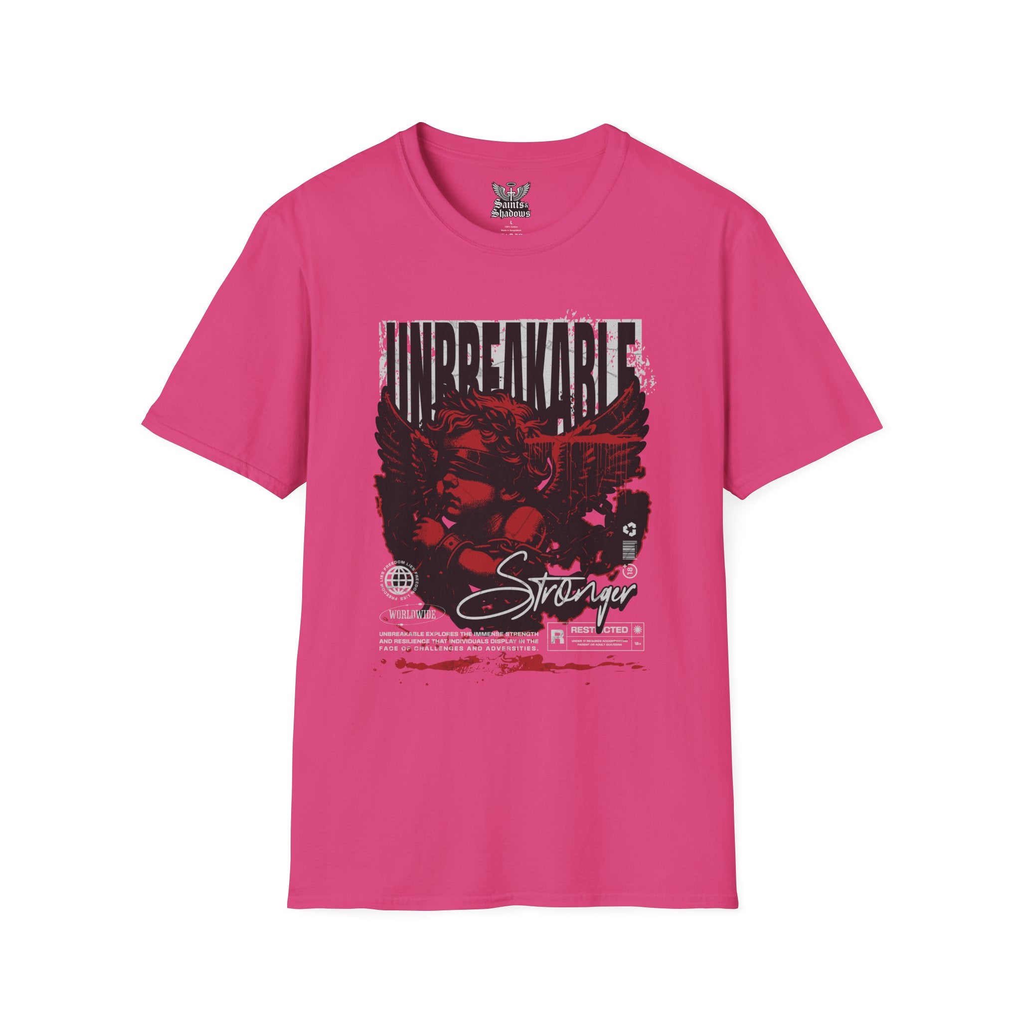 Saints and Shadows - Unbreakabe Strength, Angelic Artwork Unisex Softstyle T-Shirt, Casual Wear