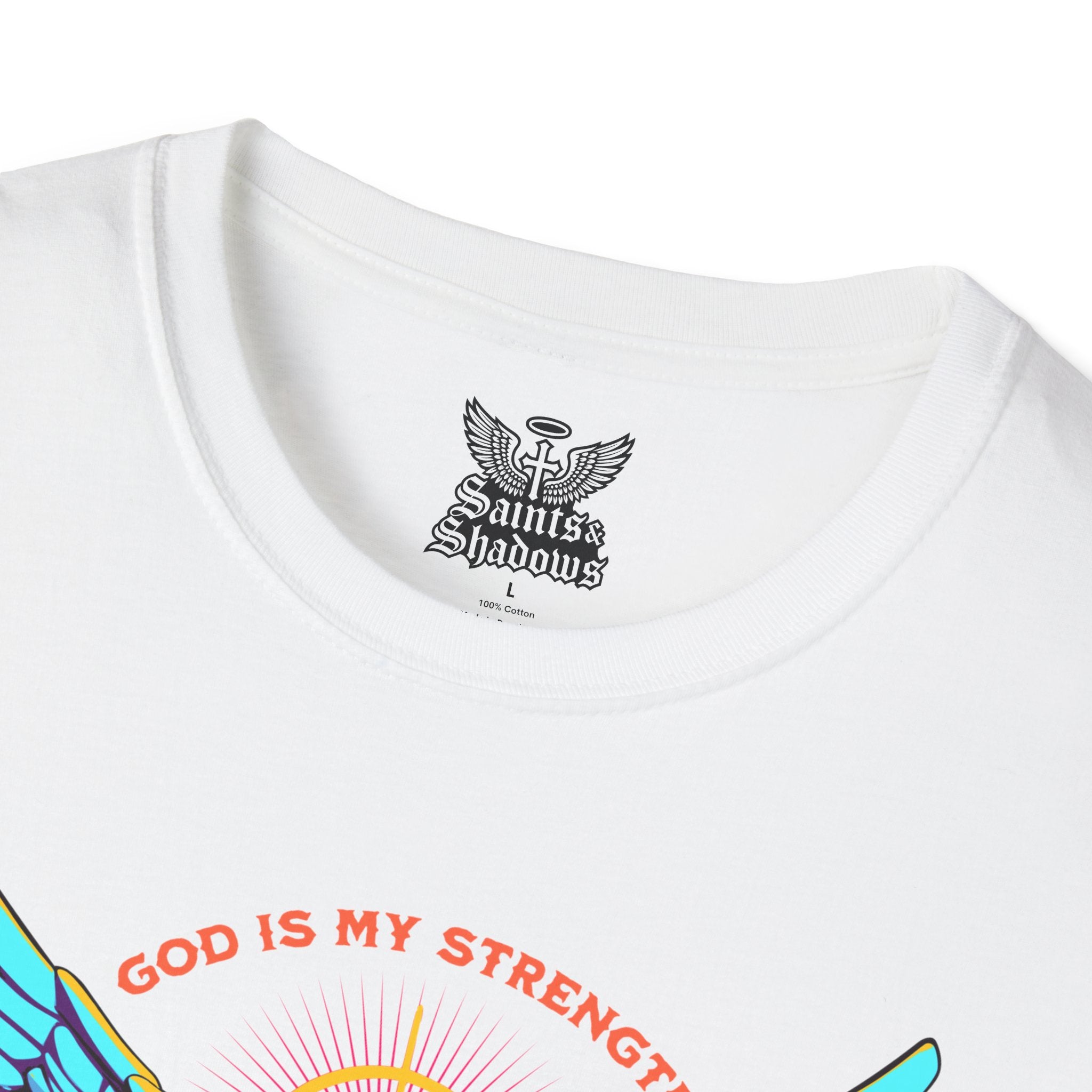 Saints and Shadows - St. Gabriel, Angelic Artwork Unisex Softstyle T-Shirt, Casual Wear