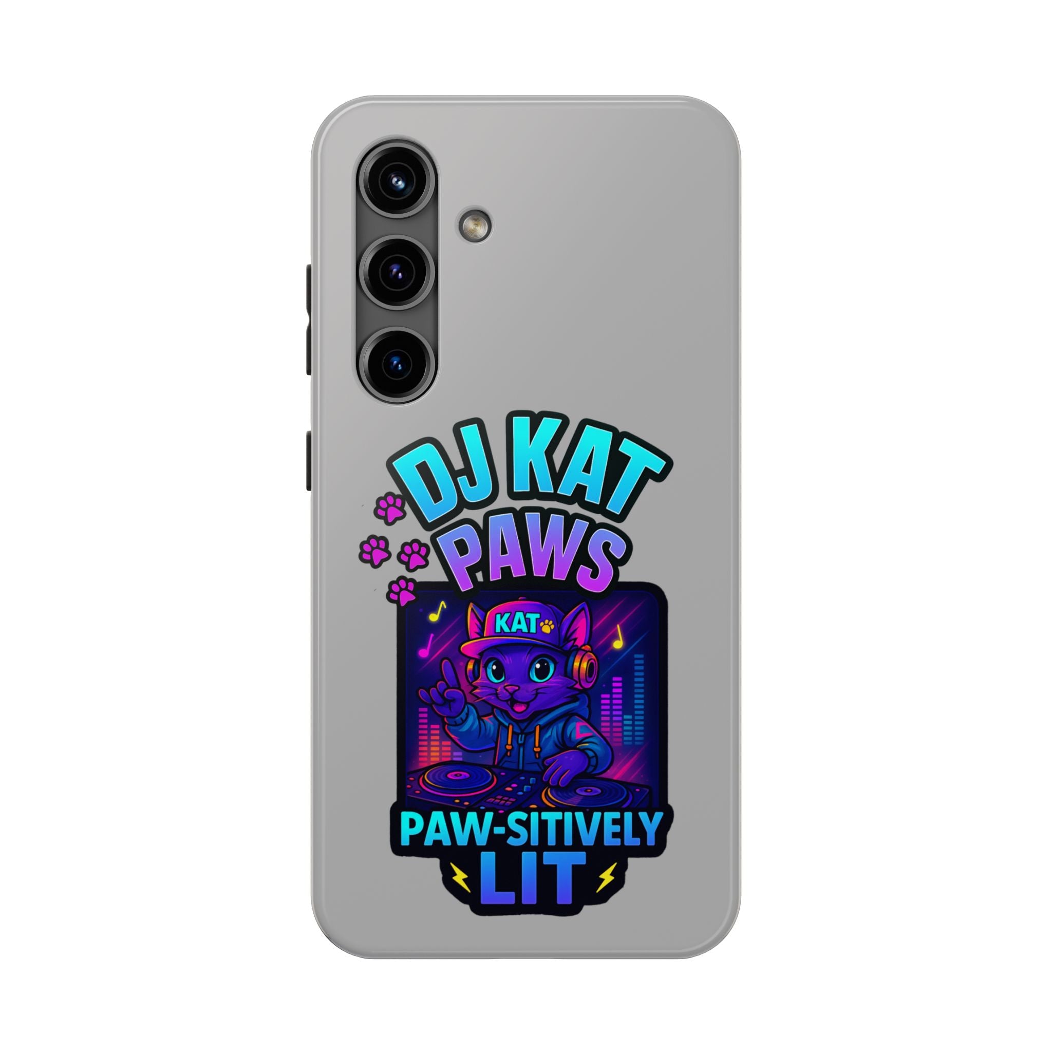 DJ KAT PAWS - Paw-sitively LIT | Tough Phone Cases - Unique Gift for Cat Lovers, Funny Phone Accessory, Music Lover's Case, Pet Owner Present