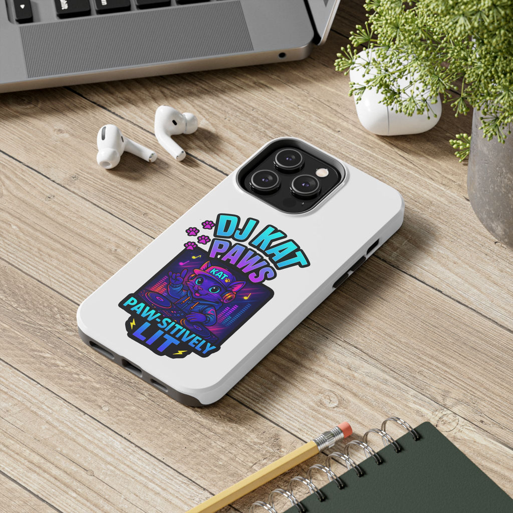 DJ KAT PAWS - Paw-sitively LIT | Tough Phone Cases - Unique Gift for Cat Lovers, Funny Phone Accessory, Music Lover's Case, Pet Owner Present