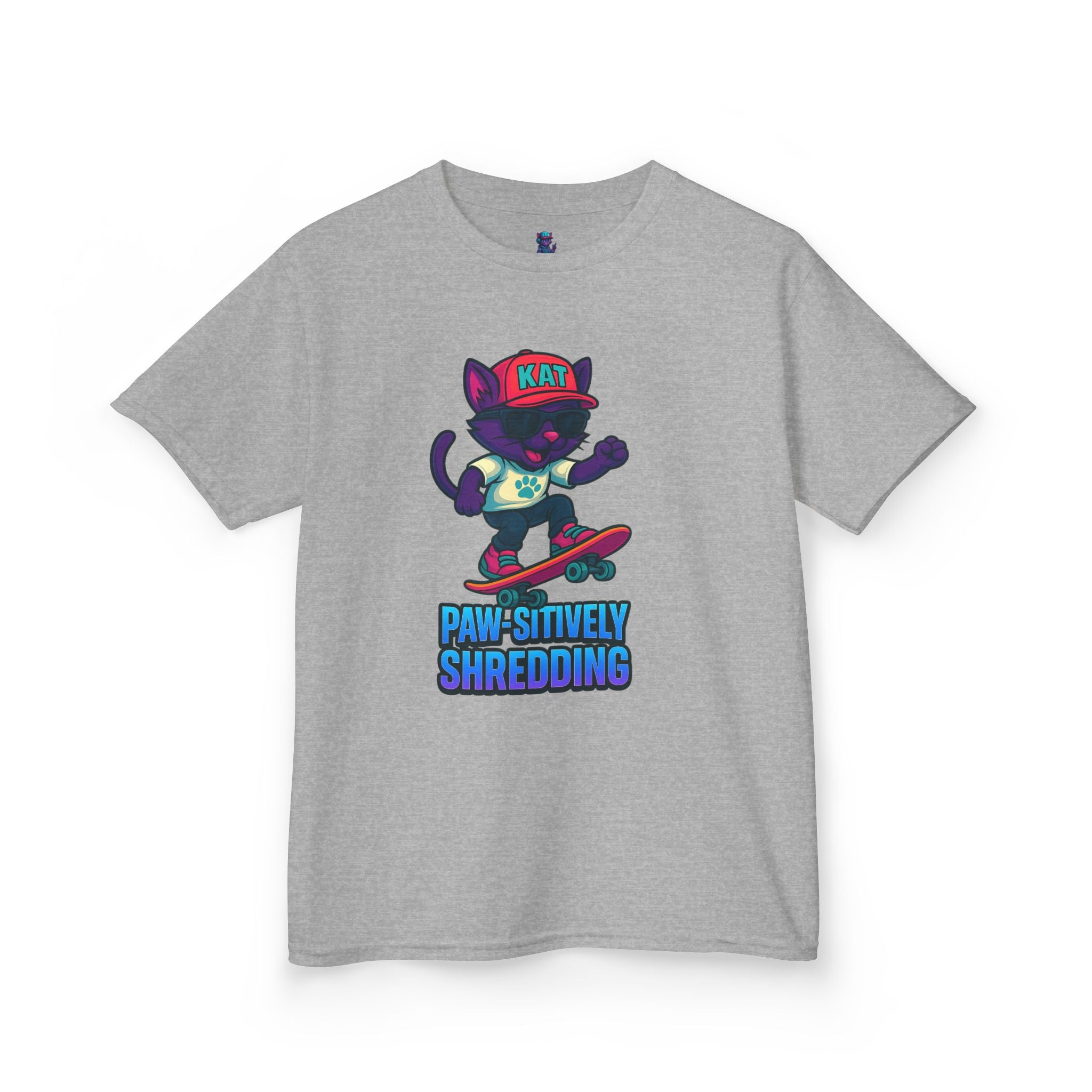 DJ KAT PAWS - Fun Skater Cat Design, Youth Summer T-Shirt, Cool Kids Apparel, Birthday Gift, Trendy Casual Wear