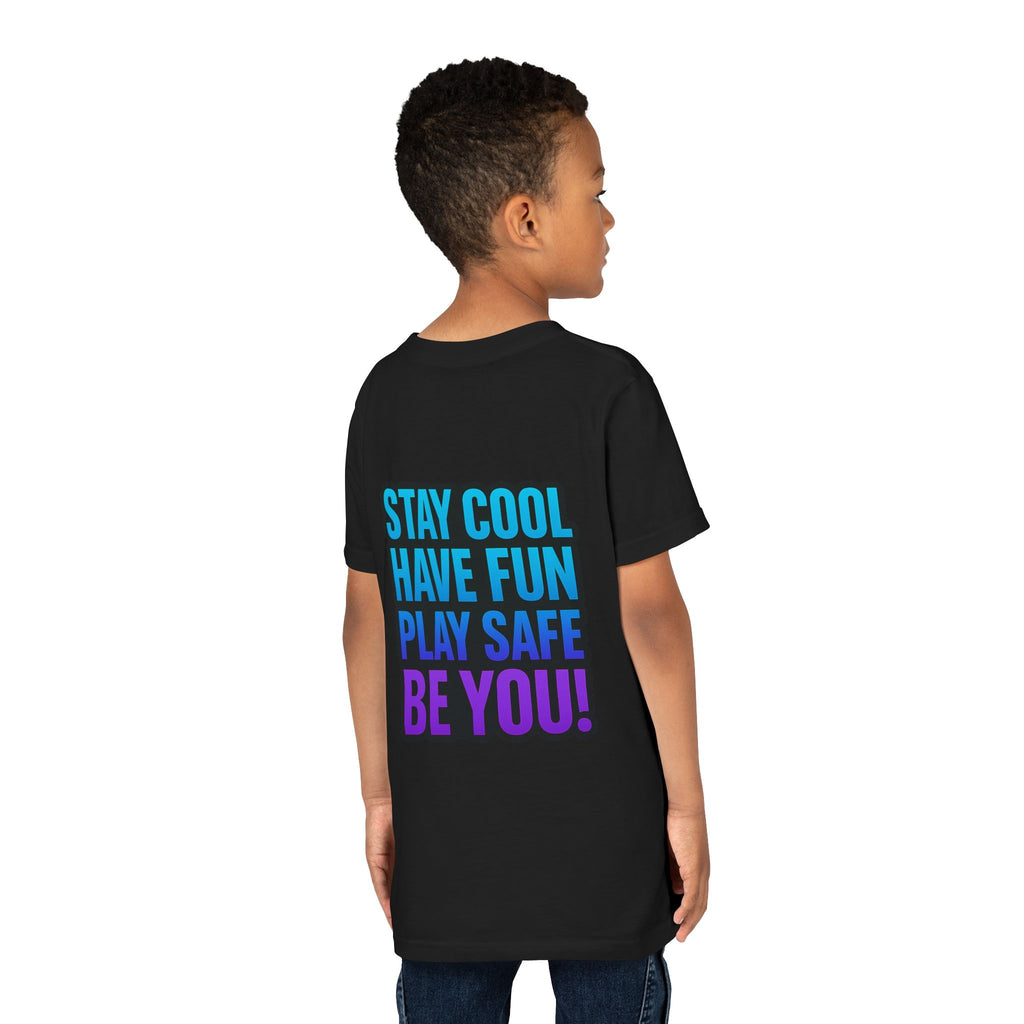 DJ KAT PAWS Paw-sitively Shredding, Skateboarding Youth Tee | Fun Summer Shirt, Motivational Kids T-Shirt, Birthday Gift for Boys & Girls