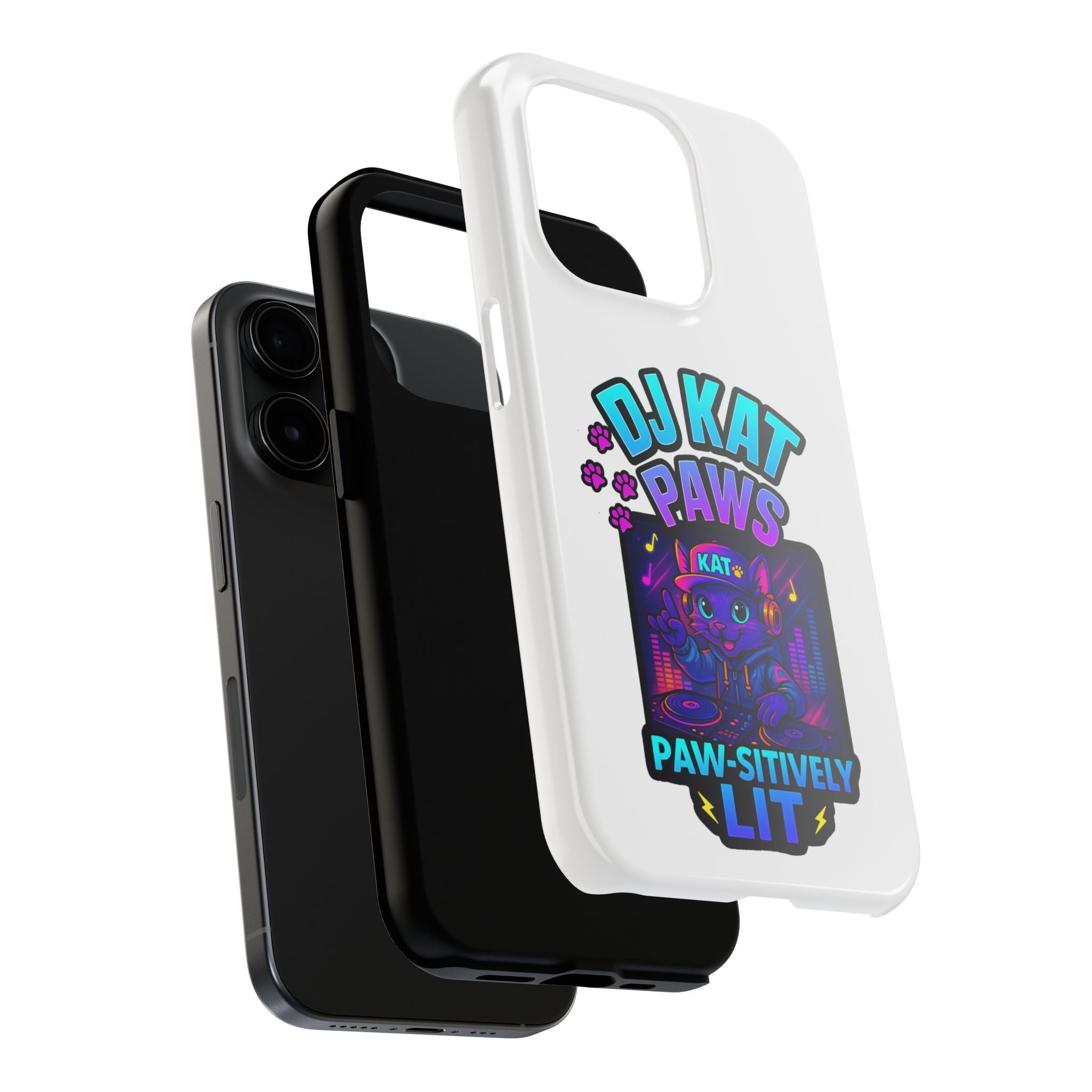 DJ KAT PAWS - Paw-sitively LIT | Tough Phone Cases - Unique Gift for Cat Lovers, Funny Phone Accessory, Music Lover's Case, Pet Owner Present