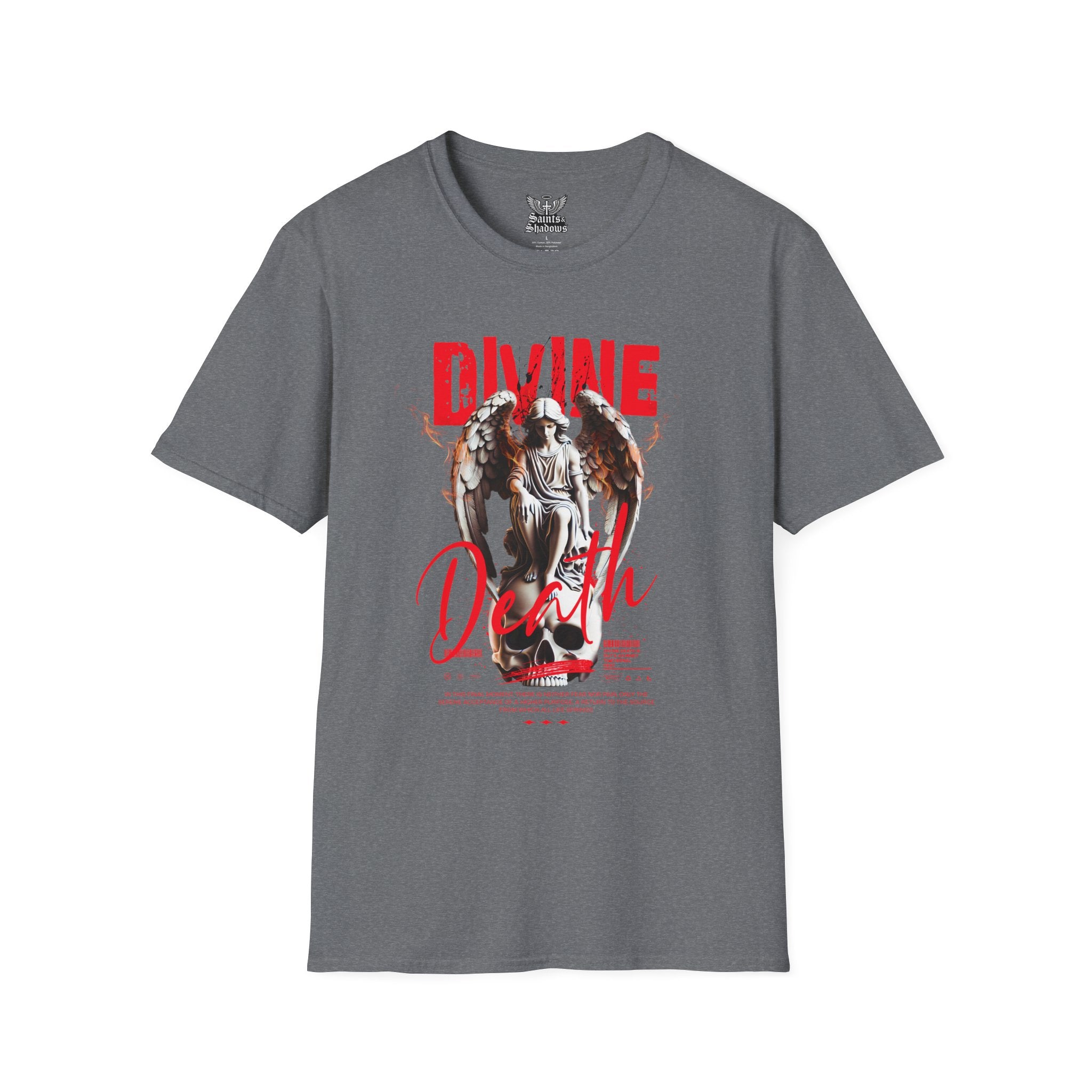 Saints and Shadows - Divine Death, Angelic Artwork Unisex Softstyle T-Shirt, Casual Wear