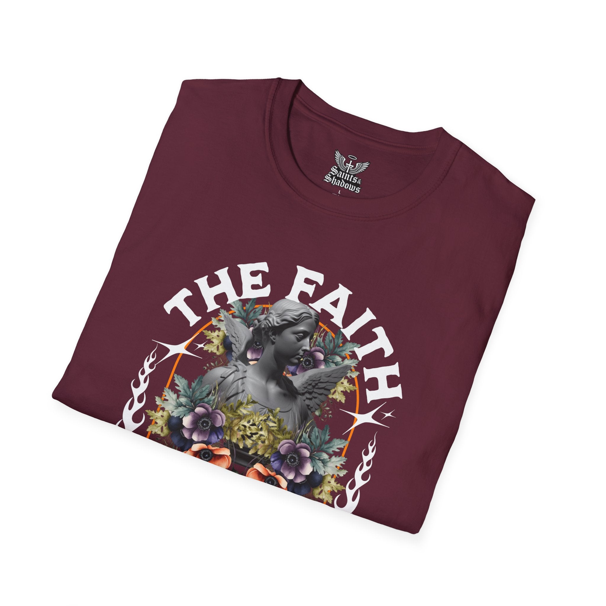 Saints and Shadows - The Faith Never Fail, Angelic Artwork Unisex Softstyle T-Shirt, Casual Wear