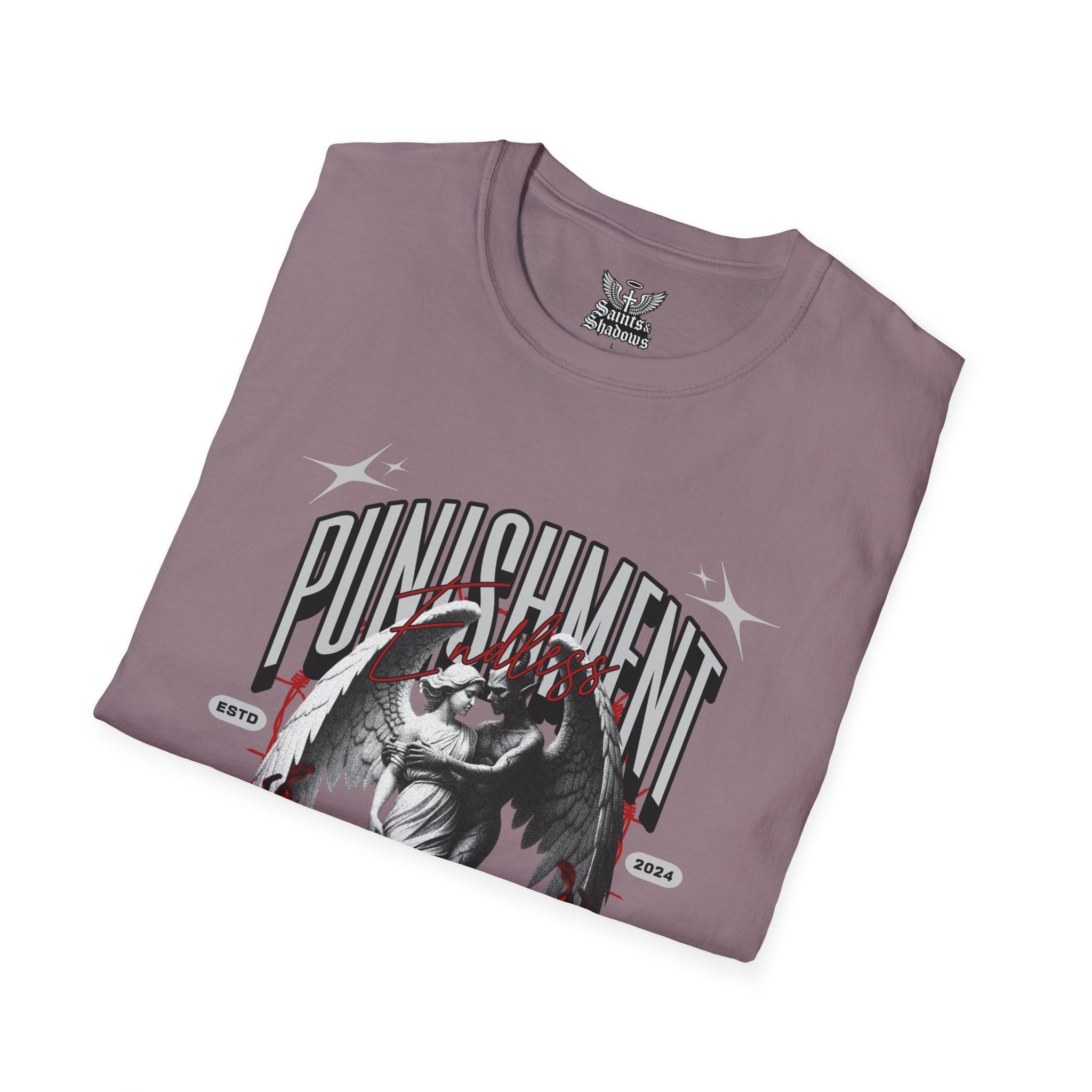Saints and Shadows - Punishment, Angelic Artwork Unisex Softstyle T-Shirt, Casual Wear