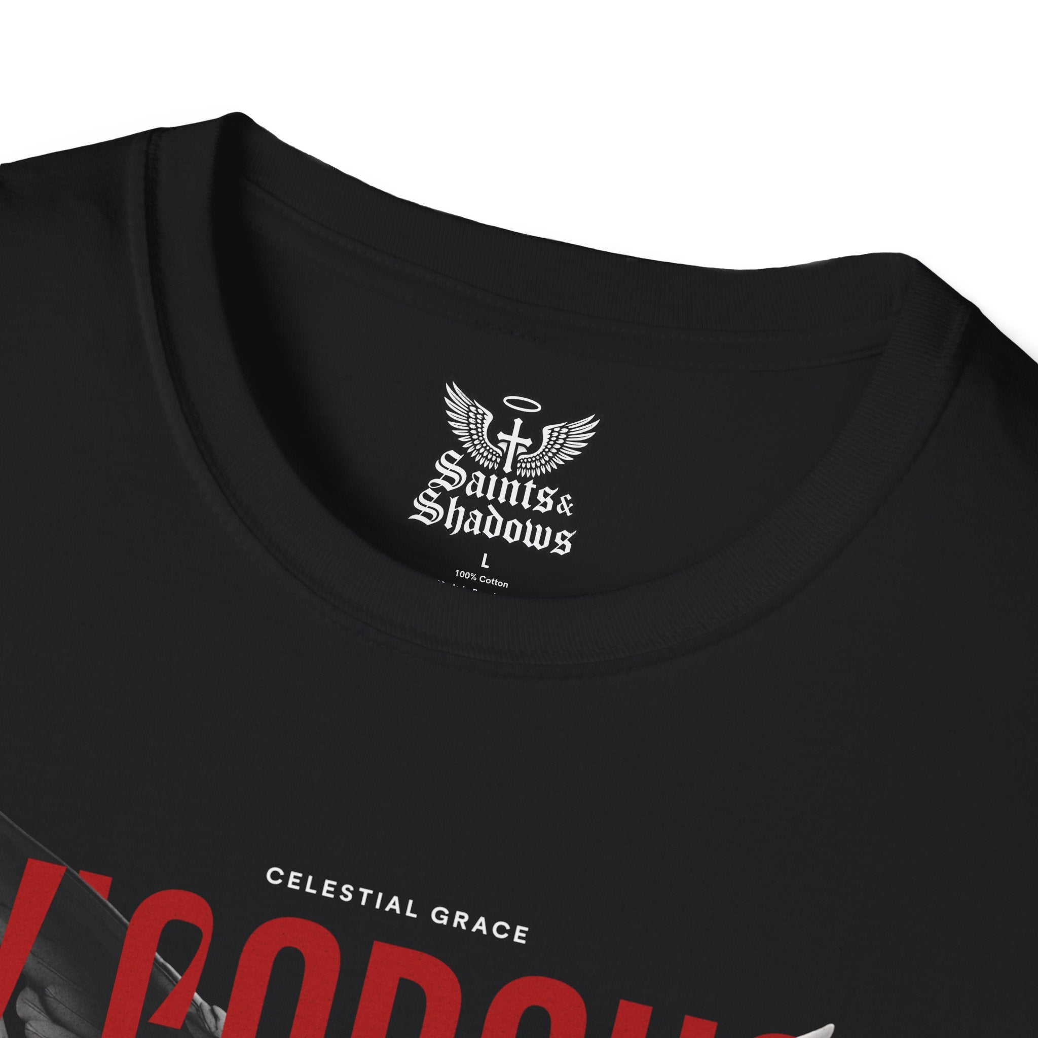 Saints and Shadows - Vigorous, Angelic Artwork Unisex Softstyle T-Shirt, Casual Wear