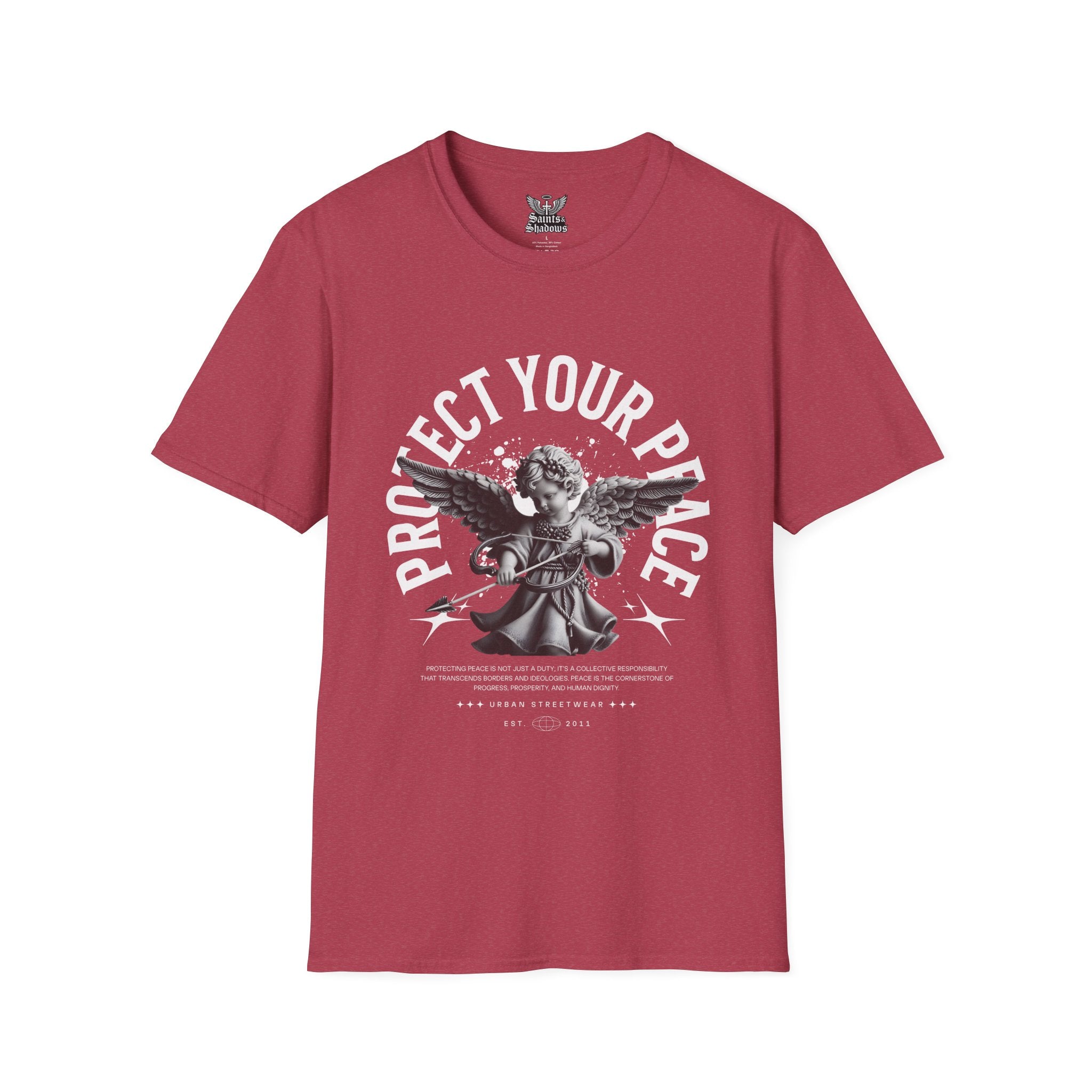 Saints and Shadows - Protect Your Peace, Angelic Artwork Unisex Softstyle T-Shirt, Casual Wear
