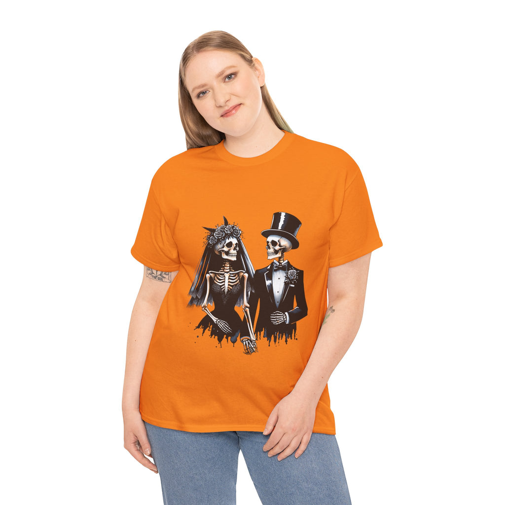 Skeleton Bride and Groom Wedding Tee - Horror Graphic Tee, Unisex Cotton Shirt, Halloween Costume, Horror Movie Gift, Spooky T-Shirt, Horror Fan Apparel