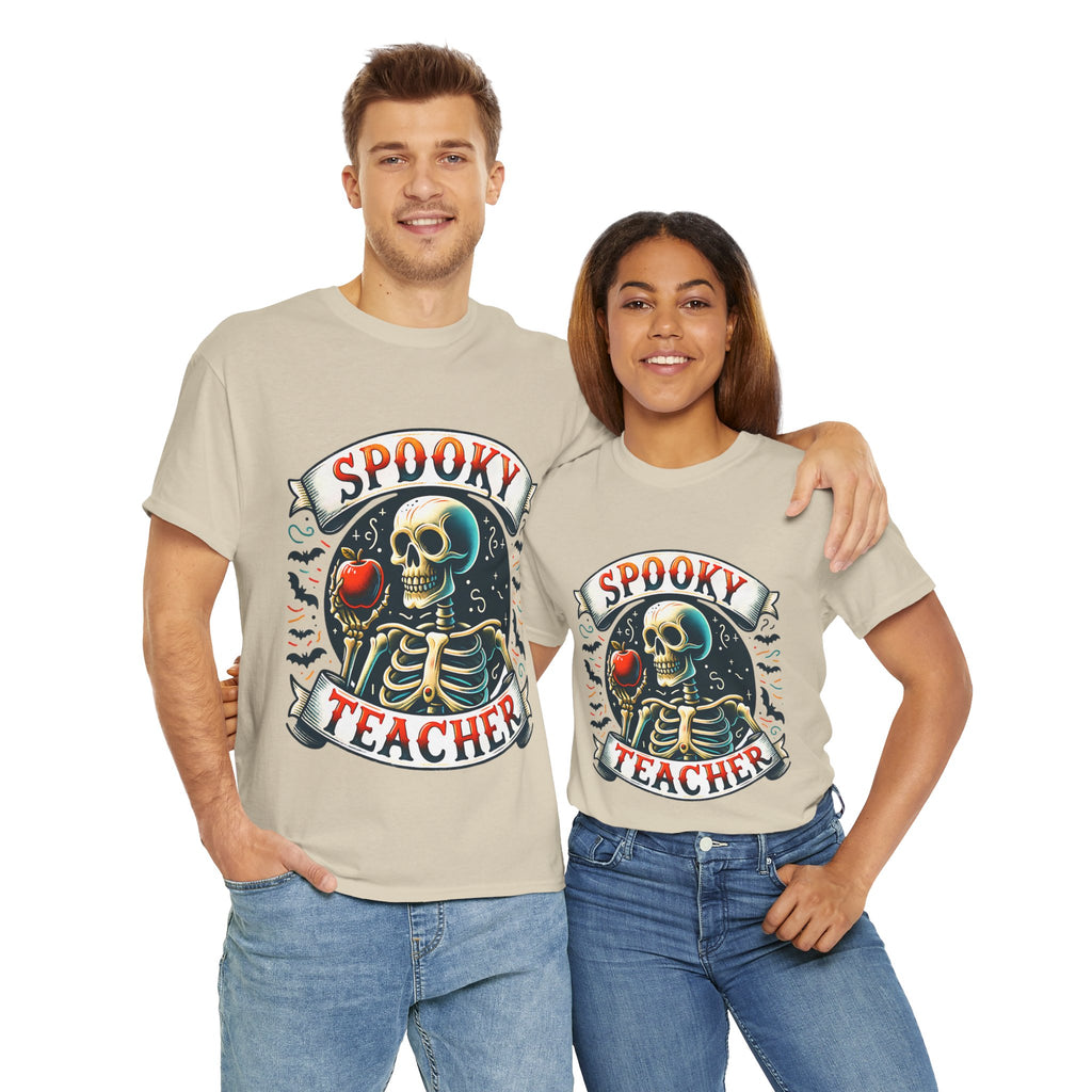 Spooky Teacher Tee, Halloween Shirt, Unisex Cotton T-Shirt, Funny Teacher Gift, Skeleton Design, Fall Apparel