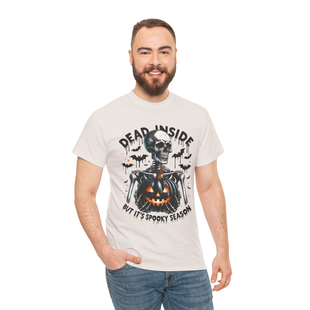 Dead Inside, Spooky Season Tee, Unisex Heavy Cotton T-Shirt, Halloween Shirt, Fun Casual Wear, Graphic Tee, Gift for Halloween Lovers