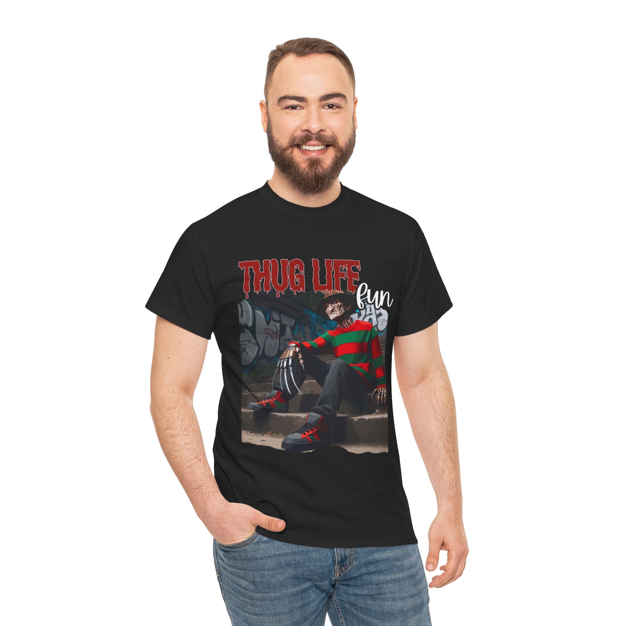 Freddie Kruger, Thug Life Tee - Horror Graphic Tee, Unisex Cotton Shirt, Halloween Costume, Horror Movie Gift