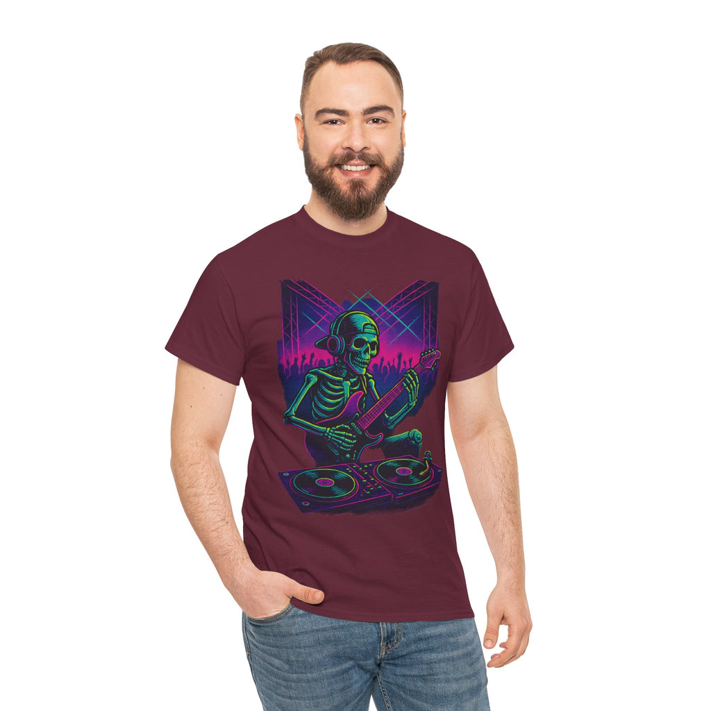 Bone Jams Rockin’ Skeleton, Tee | Loud Enough to Wake the Dead | Unisex Cotton Shirt for Music Lovers, Concerts, Halloween, Gifts