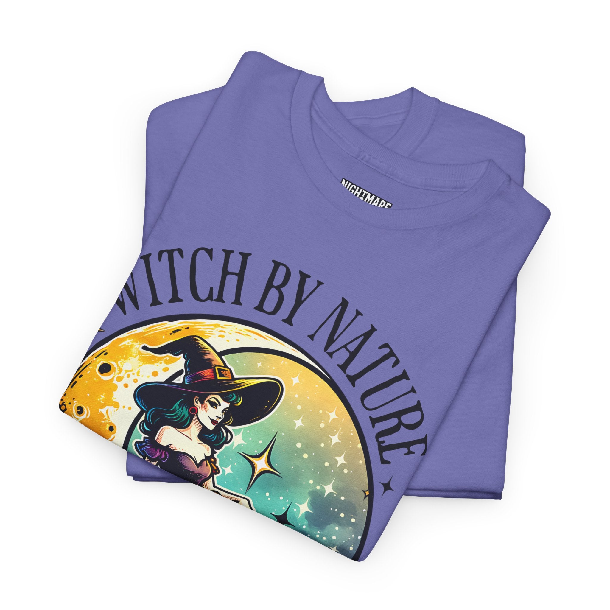 Witchy Cotton Tee - "Witch by Nature, Bitch by Choice" | Unisex Tee for Spooky Season, Boho Fashion, Festival Wear, Gift for Witches