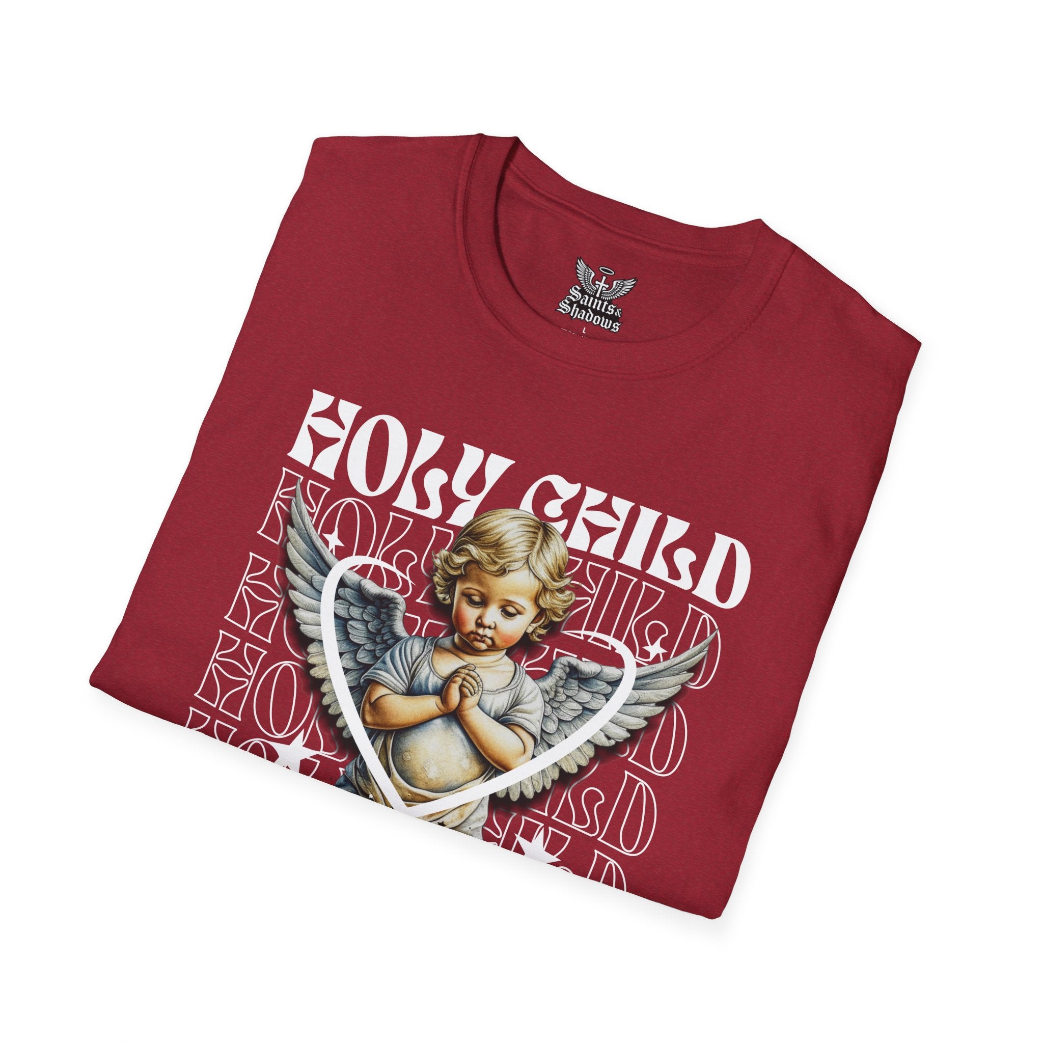 Saints and Shadows - Holy Child, Angelic Artwork Unisex Softstyle T-Shirt, Casual Wear