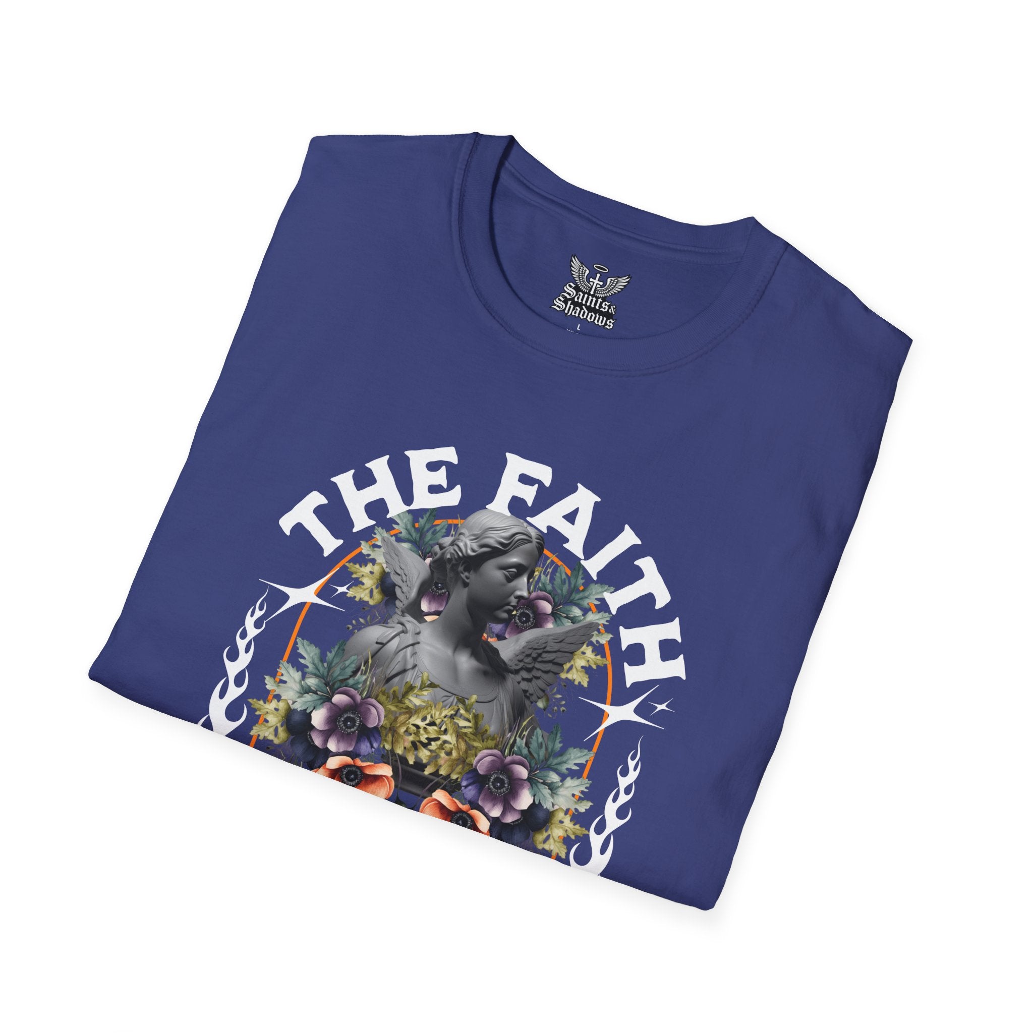 Saints and Shadows - The Faith Never Fail, Angelic Artwork Unisex Softstyle T-Shirt, Casual Wear