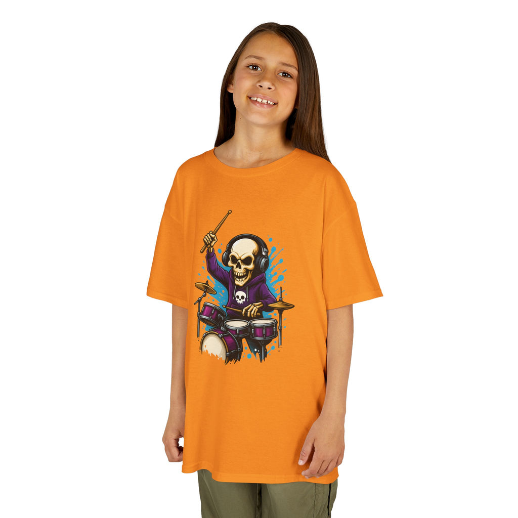 Bone Jams MC Bonez Kids Tee | Drummer Edition | Halloween Costume, Birthday Gift & Drop Dead Beats Apparel