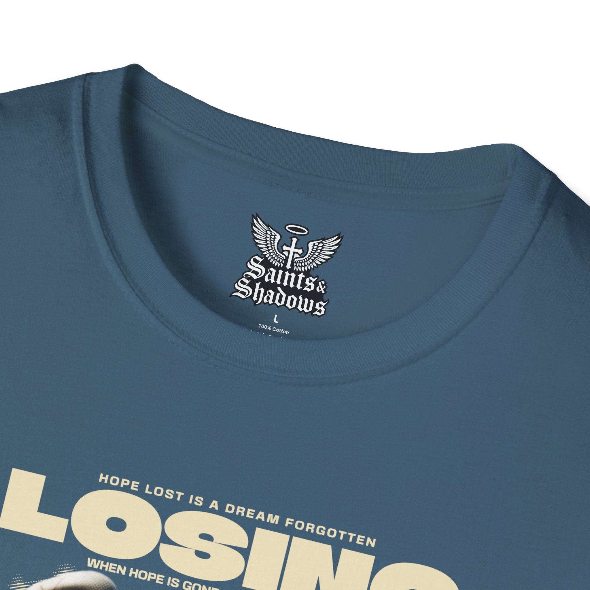 Saints and Shadows - Losing Hope, Angelic Artwork Unisex Softstyle T-Shirt, Casual Wear