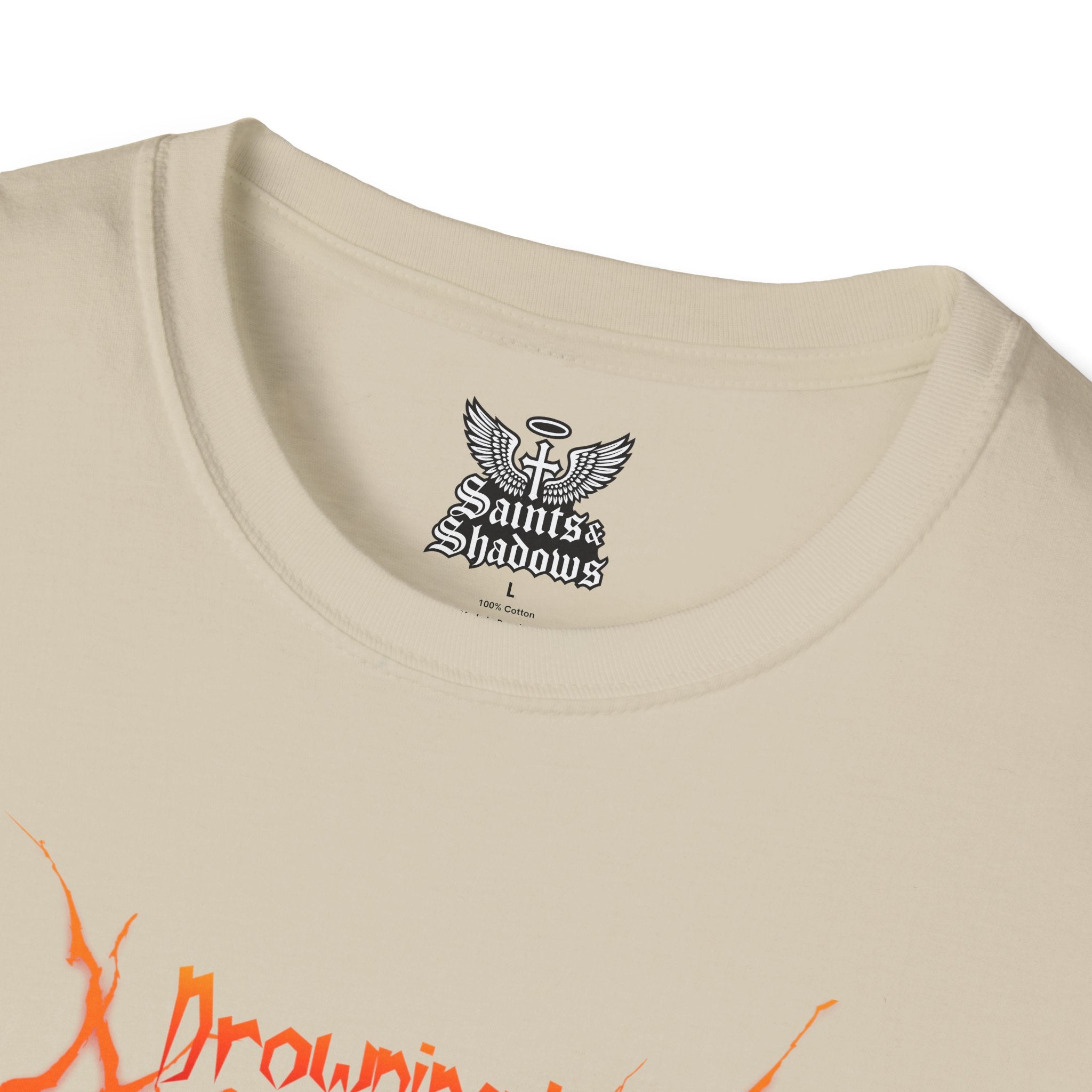 Saints and Shadows -Drowning In Anguish, Angelic Artwork Unisex Softstyle T-Shirt, Casual Wear
