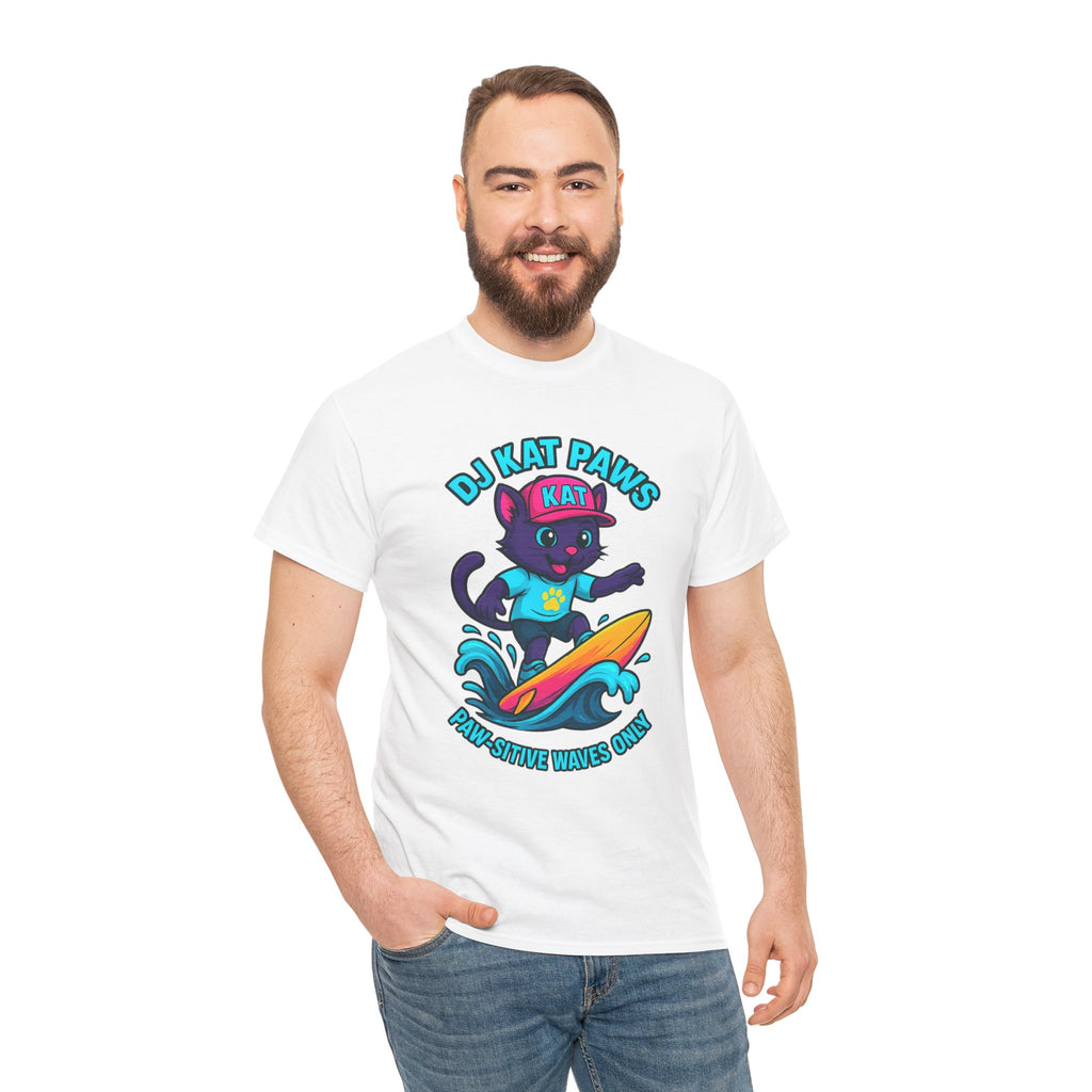 DJ KAT PAWS Paw-sitive Waves Only Surfing Tee