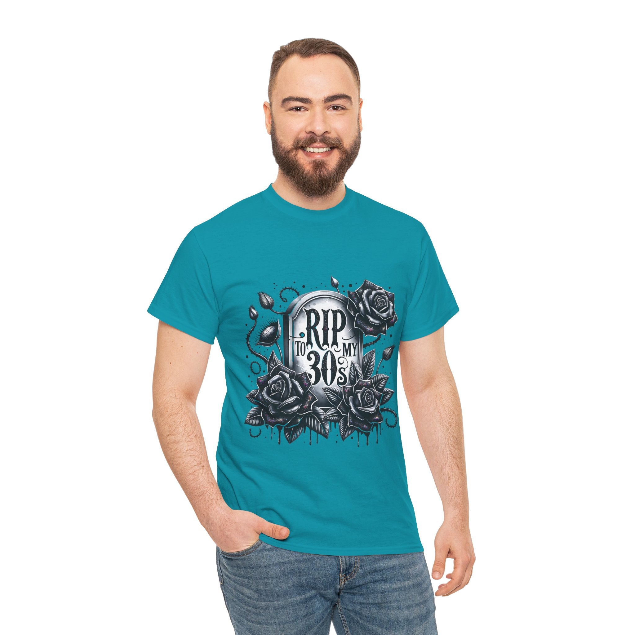 RIP to My 30s, Heavy, Unisex Graphic Shirt, Birthday Gift, Casual Wear, Vintage Style, Floral Design T-shirt