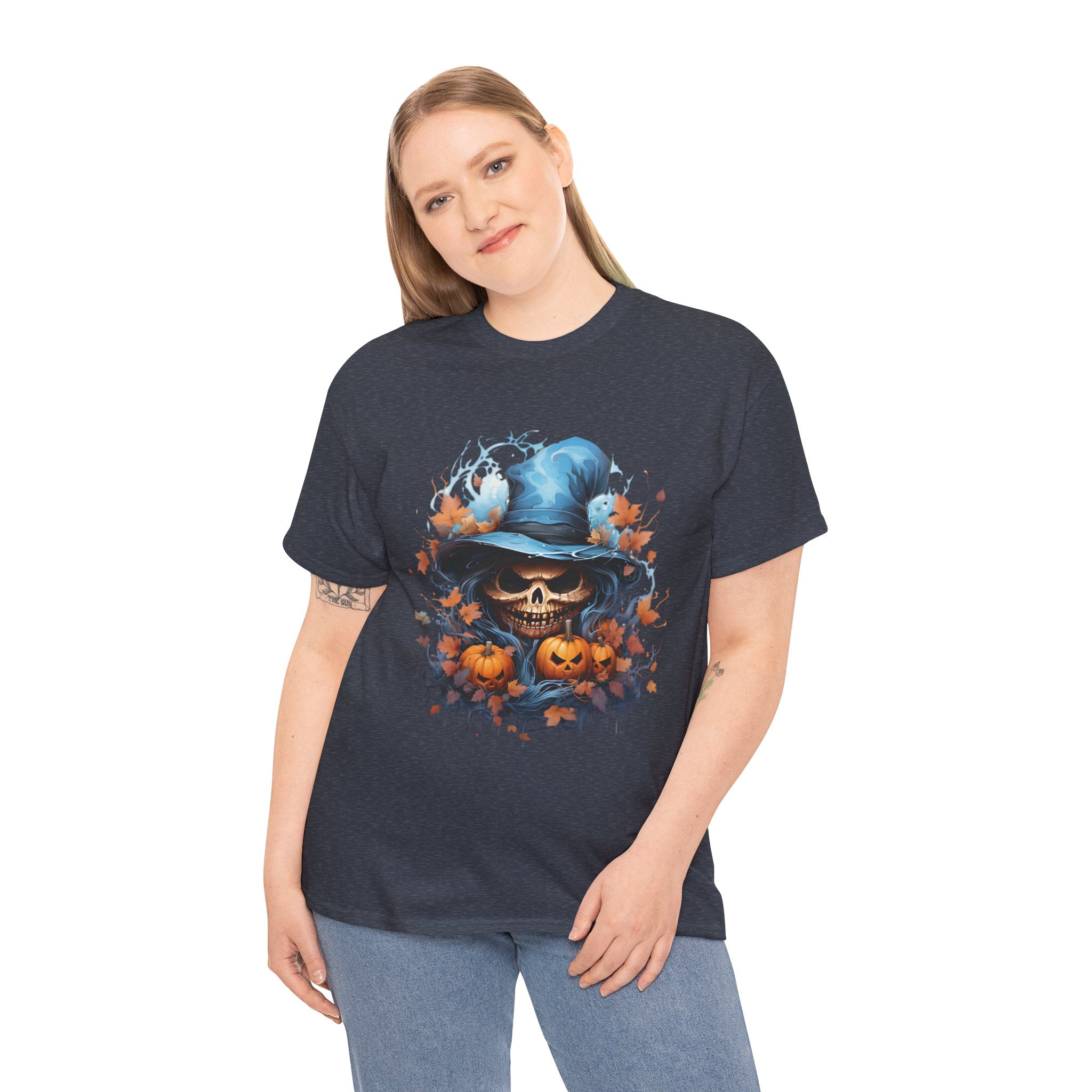 Skull Witch Unhappy Halloween Tee - Halloween Shirt, Spooky Tee, Pumpkin Shirt, Fall Apparel, Costume Top