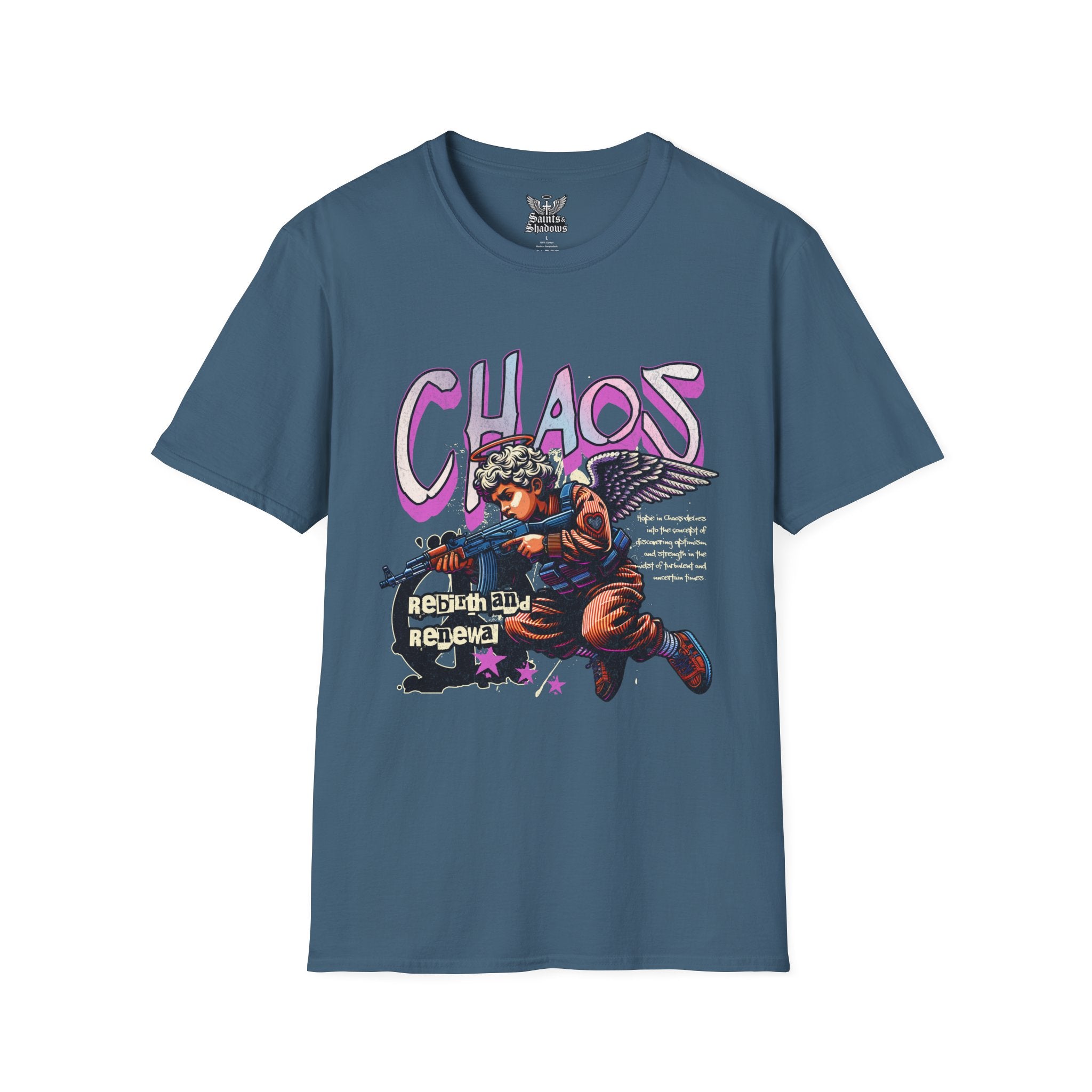 Saints and Shadows - Chaos, Angelic Artwork Unisex Softstyle T-Shirt, Casual Wear
