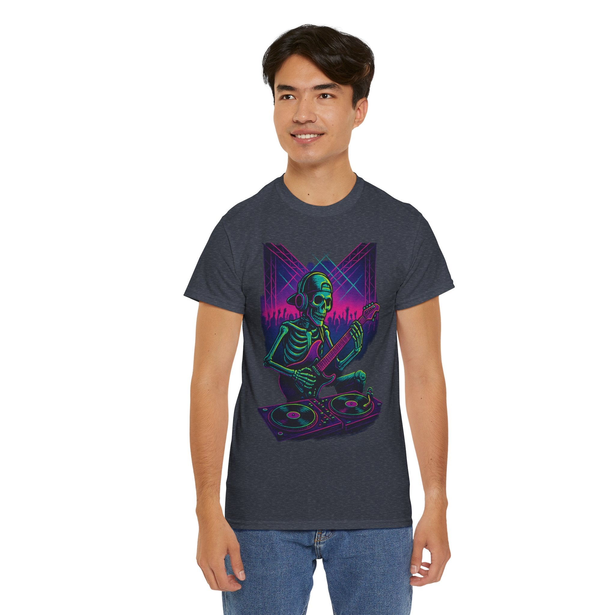 Bone Jams Rockin’ Skeleton, Tee | Loud Enough to Wake the Dead | Unisex Cotton Shirt for Music Lovers, Concerts, Halloween, Gifts