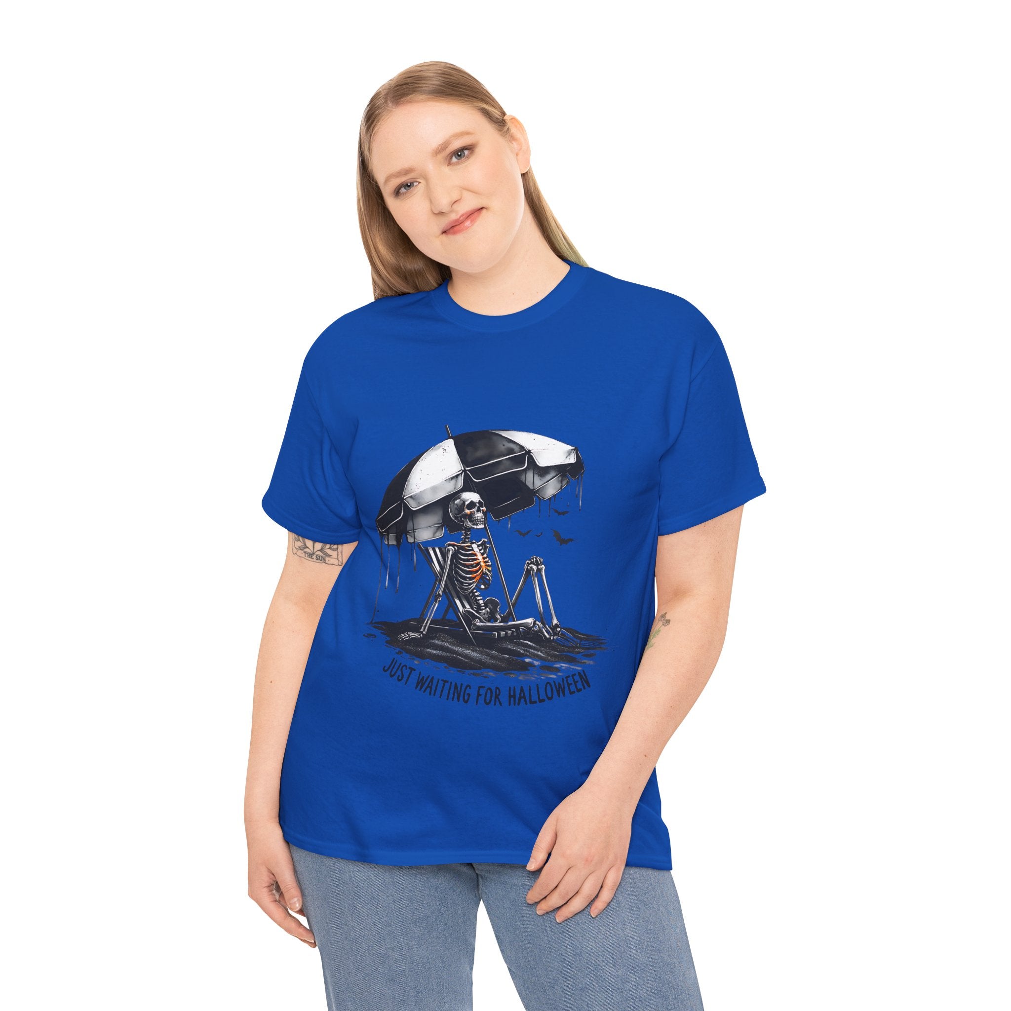 Just Waiting for Halloween, Heavy, Unisex Graphic Shirt, Birthday Gift, Casual Wear, Vintage Style, Floral Design T-shirt