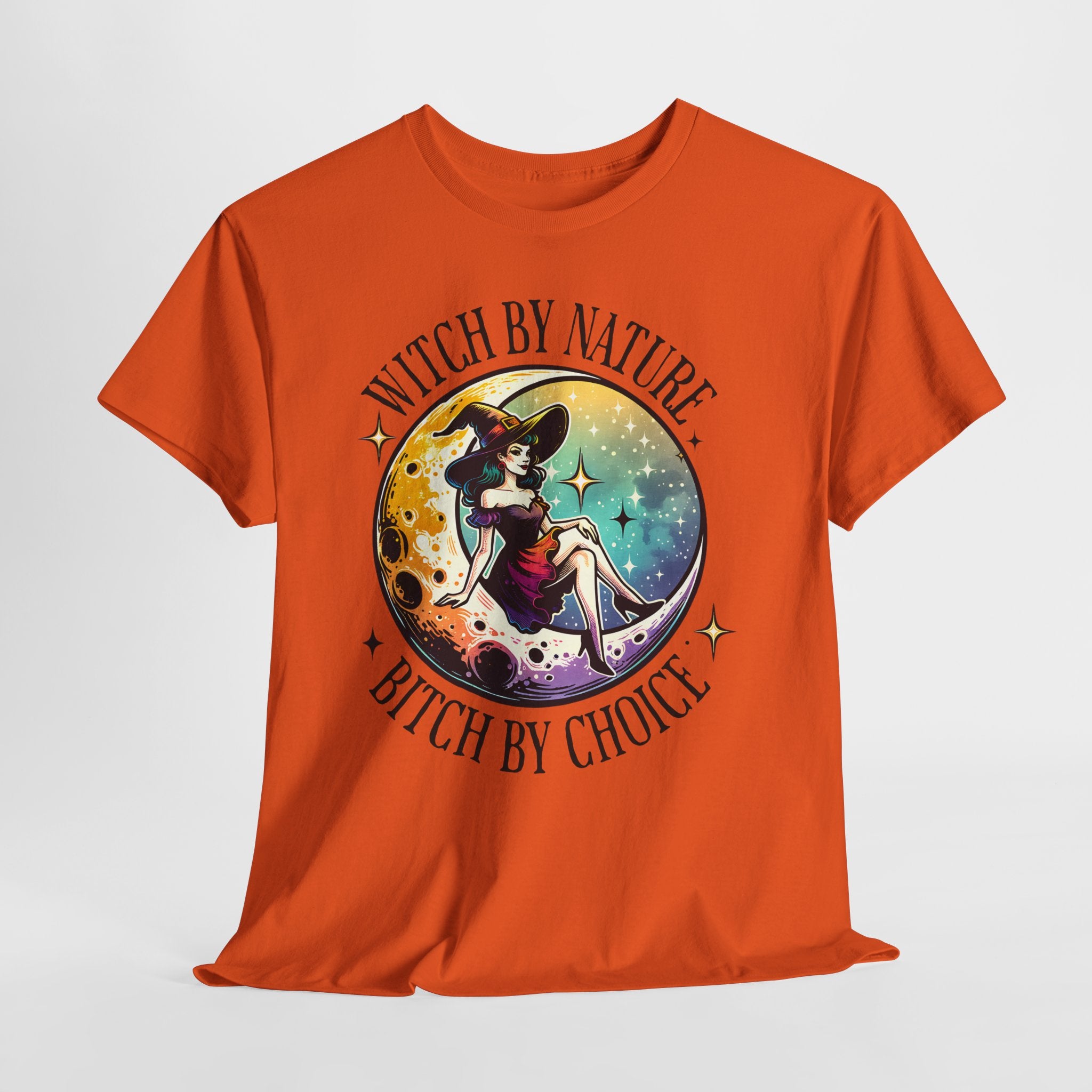 Witchy Cotton Tee - "Witch by Nature, Bitch by Choice" | Unisex Tee for Spooky Season, Boho Fashion, Festival Wear, Gift for Witches
