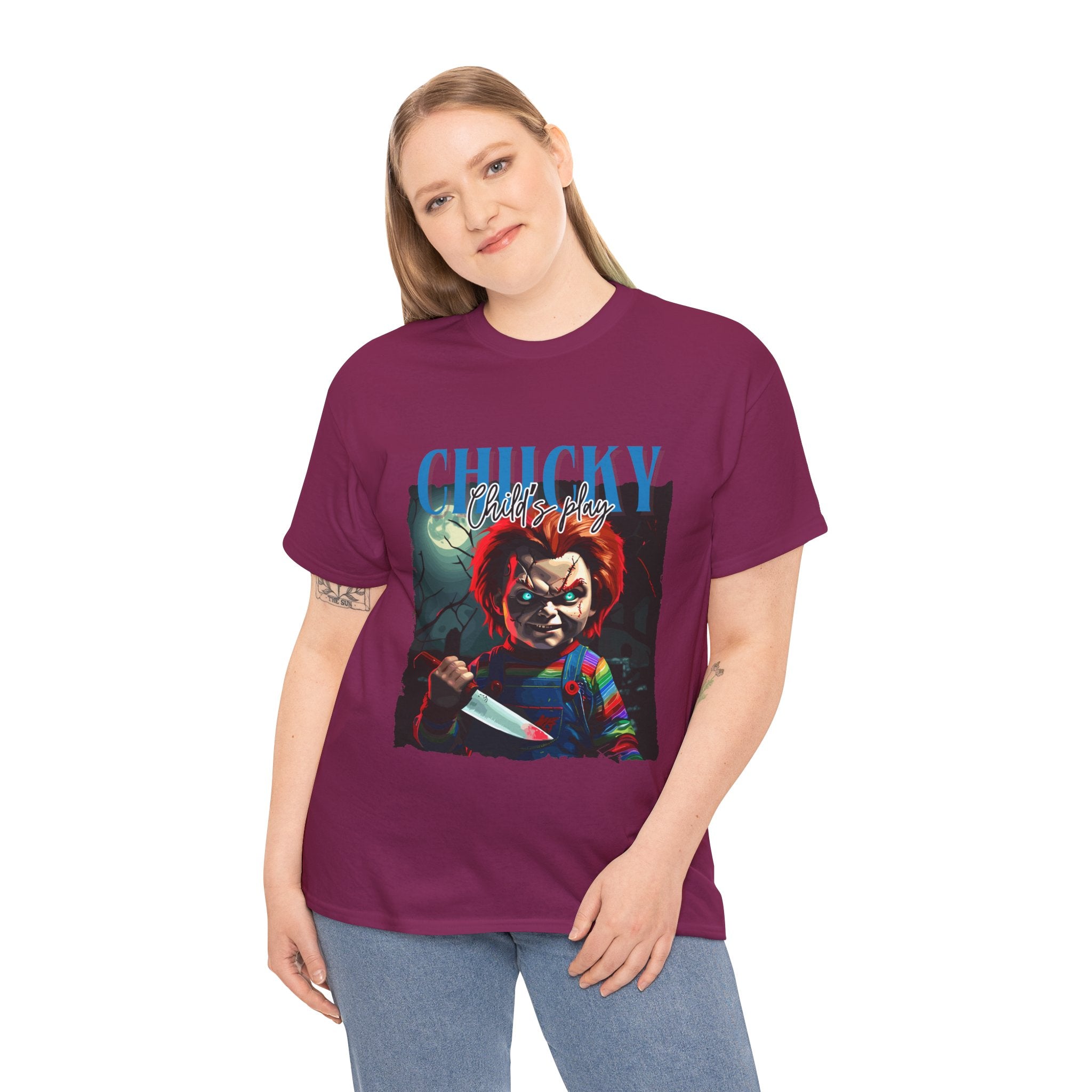 Chucky Horror Graphic Tee, Unisex Cotton Shirt, Halloween Costume, Horror Movie Gift, Spooky T-Shirt, Horror Fan Apparel