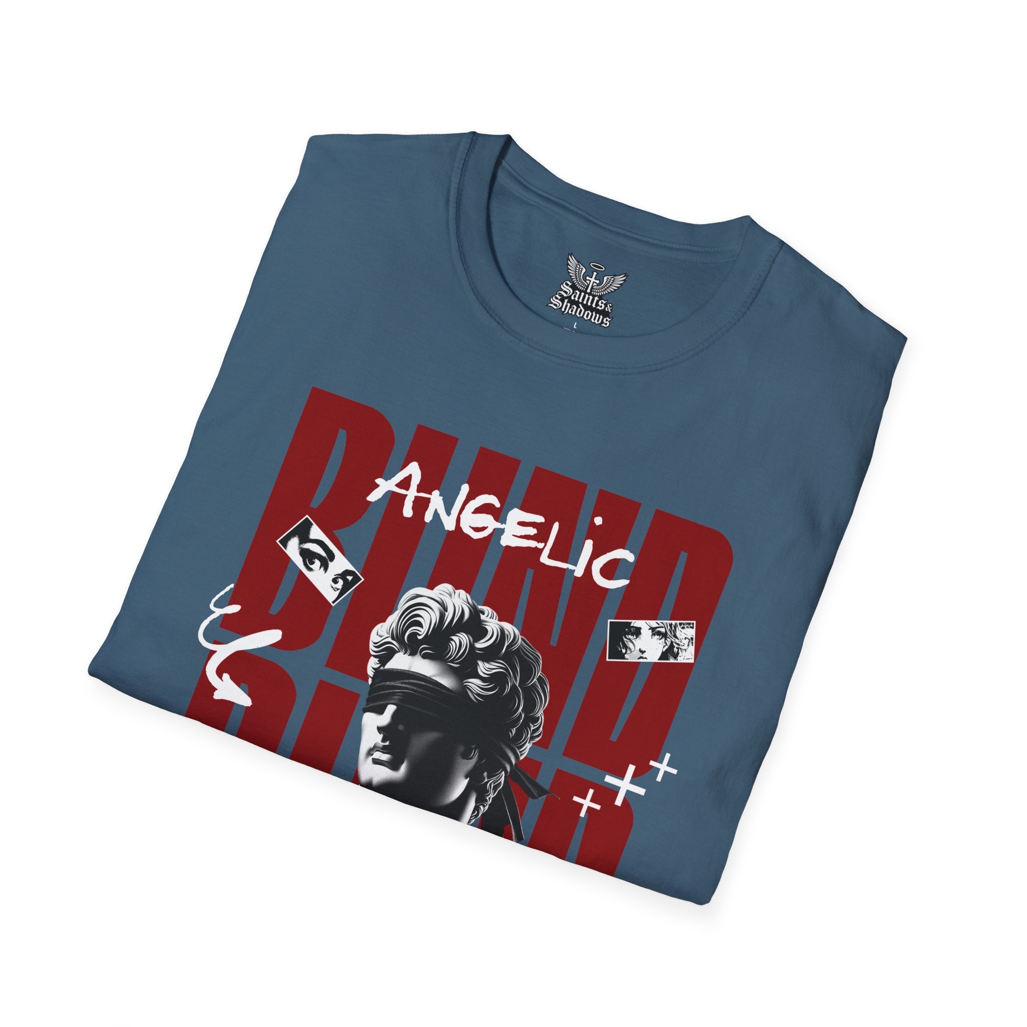 Saints and Shadows - Blind, Angelic Artwork Unisex Softstyle T-Shirt, Casual Wear