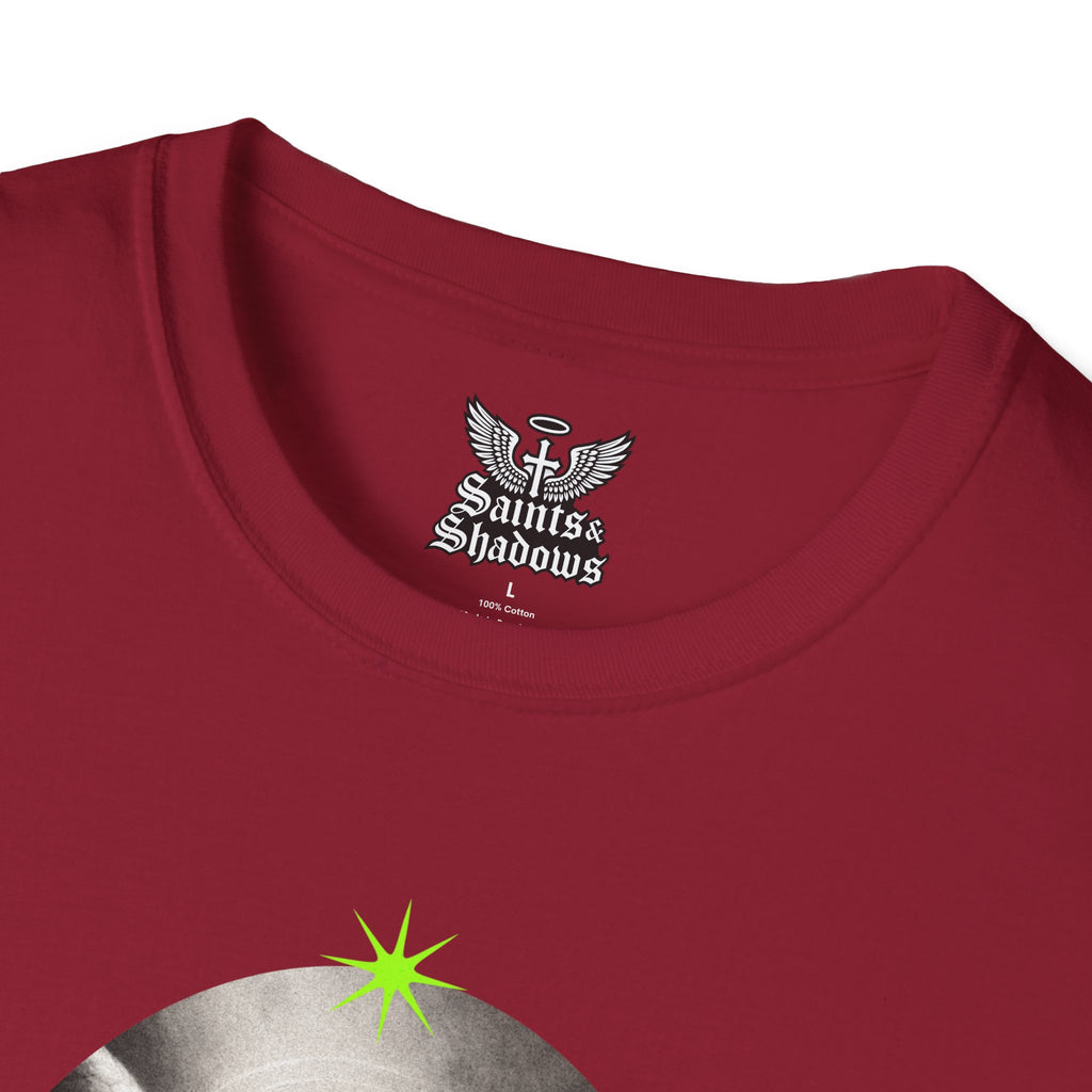 Saints and Shadows - Panoramic Portrayal, Angelic Artwork Unisex Softstyle T-Shirt, Casual Wear