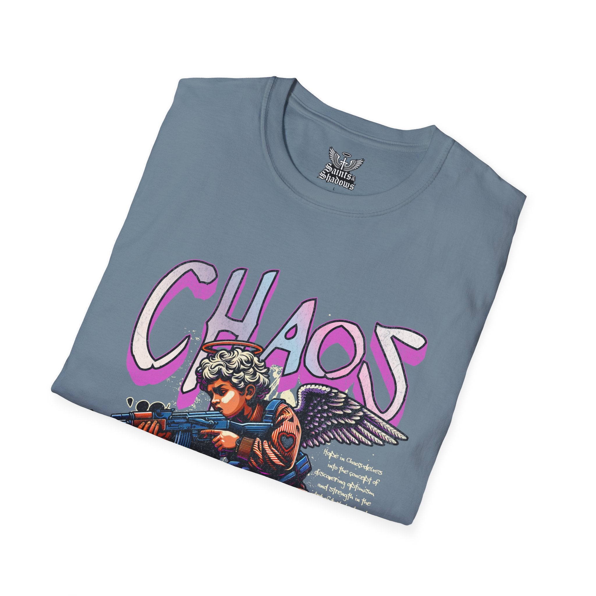 Saints and Shadows - Chaos, Angelic Artwork Unisex Softstyle T-Shirt, Casual Wear