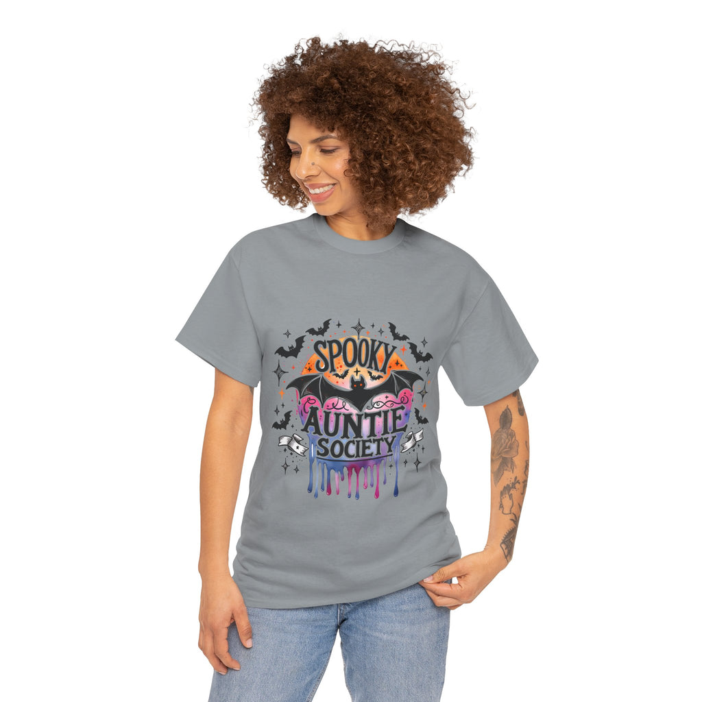 Spooky Auntie Society Tee, Ghost Lovers T-Shirt, Halloween Costume Shirt, Unisex Graphic Tee, Fun Family Gathering Apparel