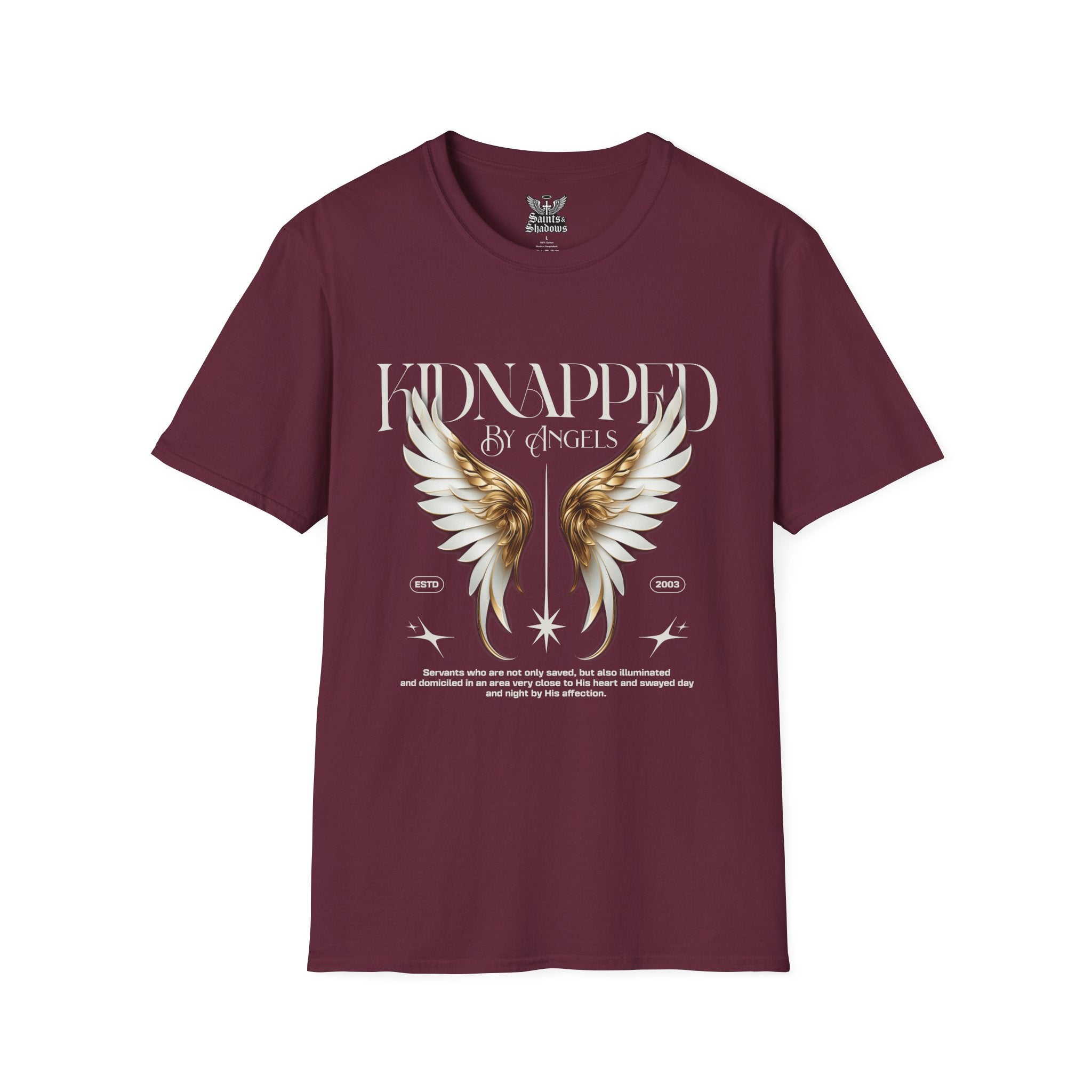 Saints and Shadows - Kidnapped, Angelic Artwork Unisex Softstyle T-Shirt, Casual Wear