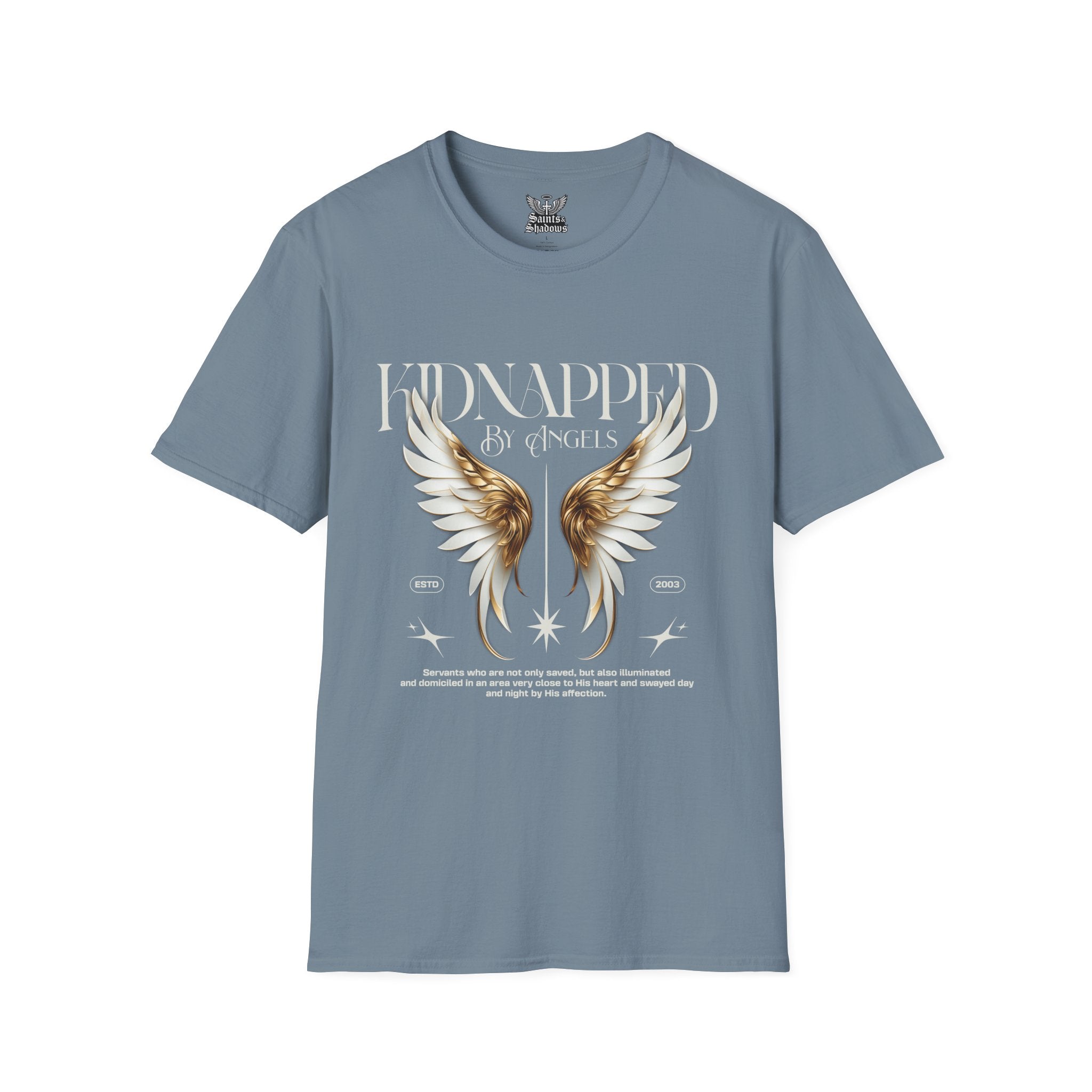 Saints and Shadows - Kidnapped, Angelic Artwork Unisex Softstyle T-Shirt, Casual Wear