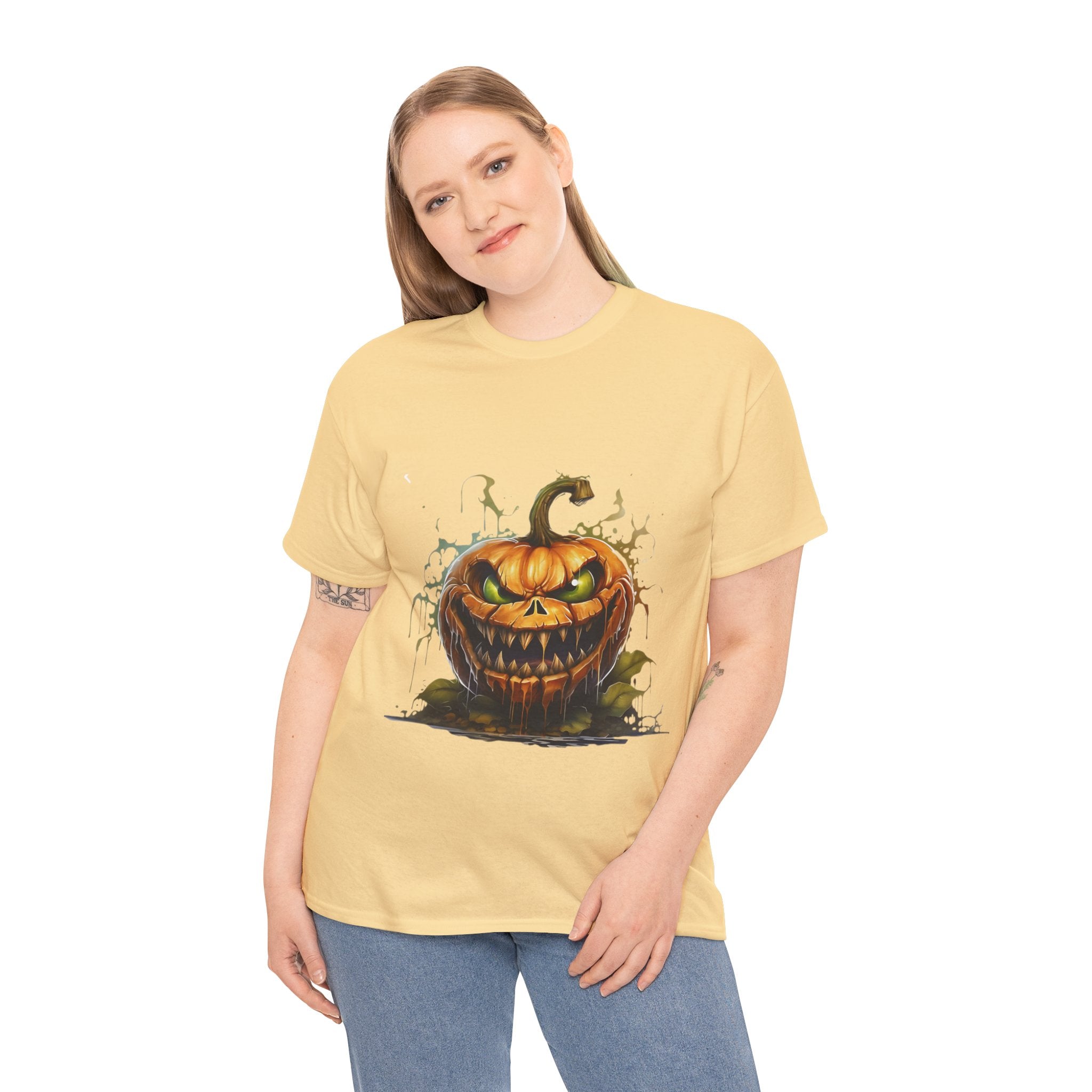 Spooky Pumpkin, Horror Graphic Tee, Unisex Cotton Shirt, Halloween Costume, Horror Movie Gift, Spooky T-Shirt, Horror Fan Apparel