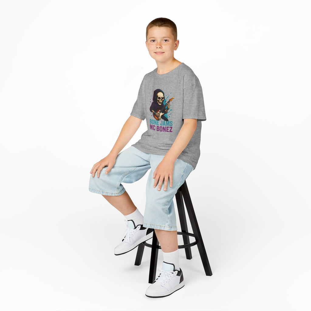 Bone Jams MC Bonez, Kids Tee | Guitar Edition | Cool Graphic Tee, Music Fan Shirt, Unique Gift for Young Musicians