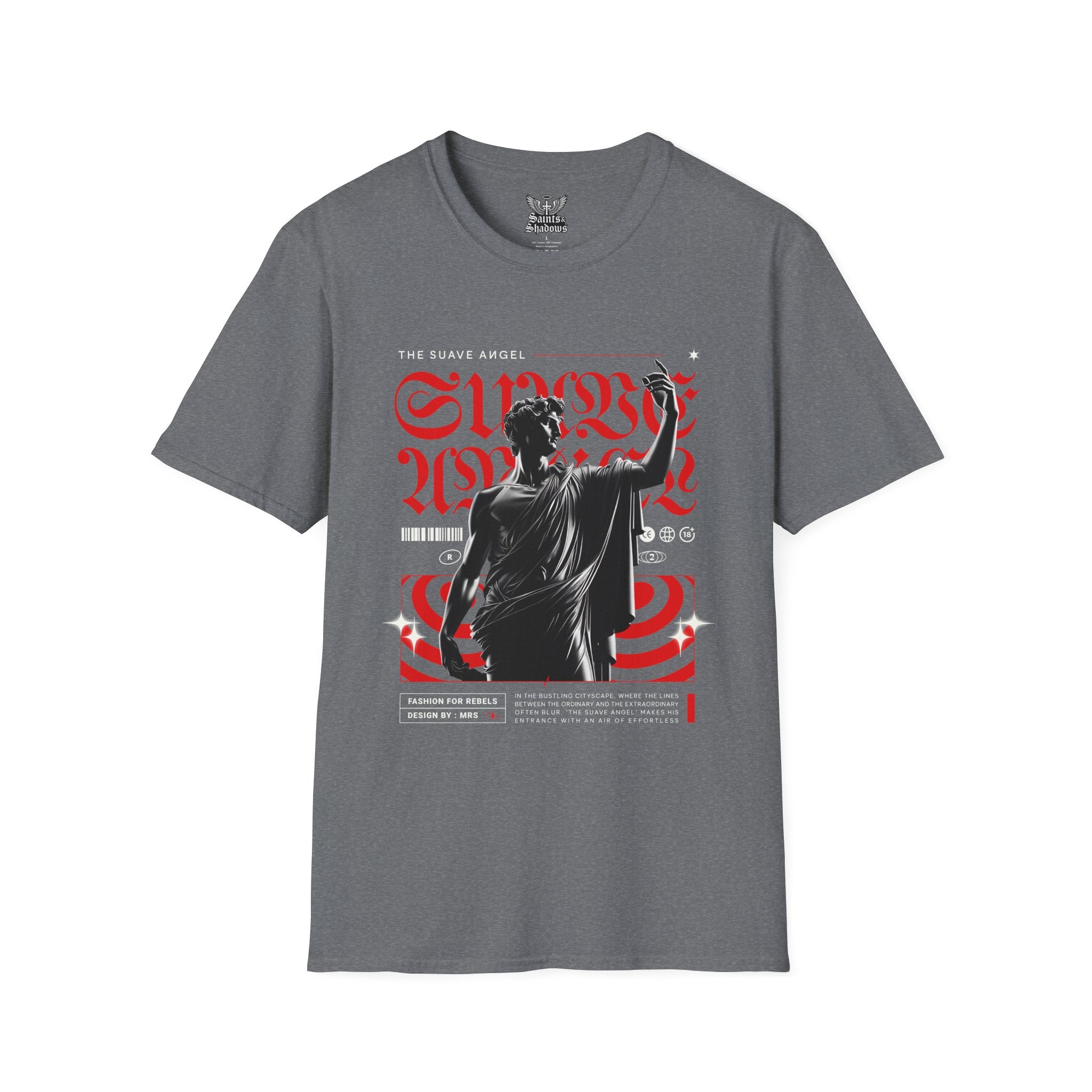 Saints and Shadows - The Suave Angel, Angelic Artwork Unisex Softstyle T-Shirt, Casual Wear