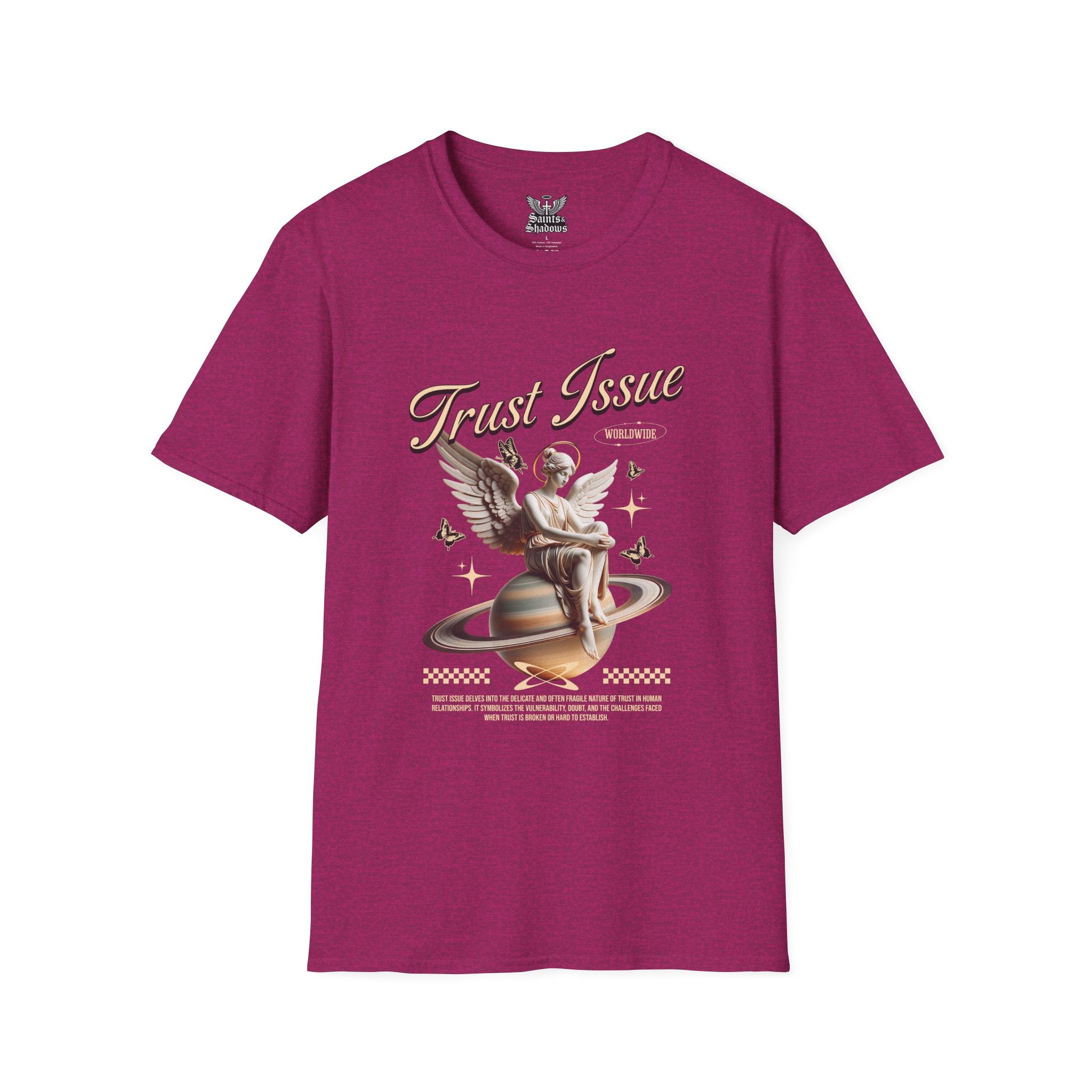 Saints and Shadows - Trust Issue, Angelic Artwork Unisex Softstyle T-Shirt, Casual Wear
