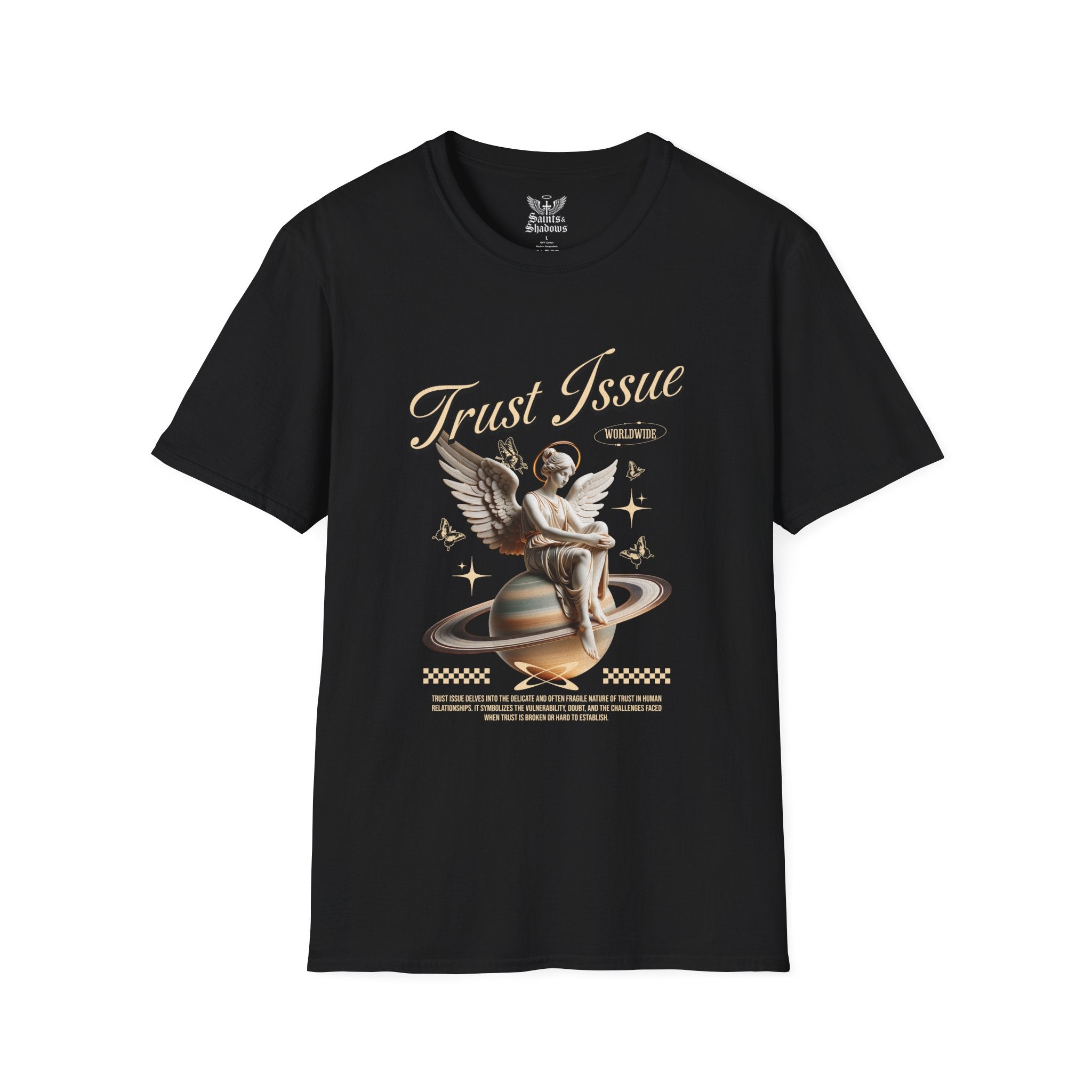 Saints and Shadows - Trust Issue, Angelic Artwork Unisex Softstyle T-Shirt, Casual Wear