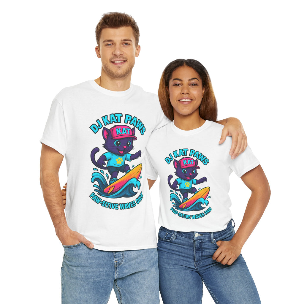 DJ KAT PAWS Paw-sitive Waves Only Surfing Tee