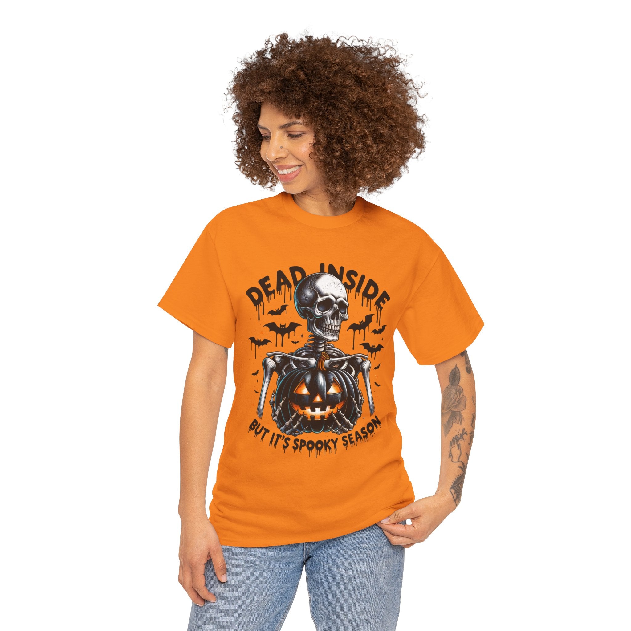 Dead Inside, Spooky Season Tee, Unisex Heavy Cotton T-Shirt, Halloween Shirt, Fun Casual Wear, Graphic Tee, Gift for Halloween Lovers