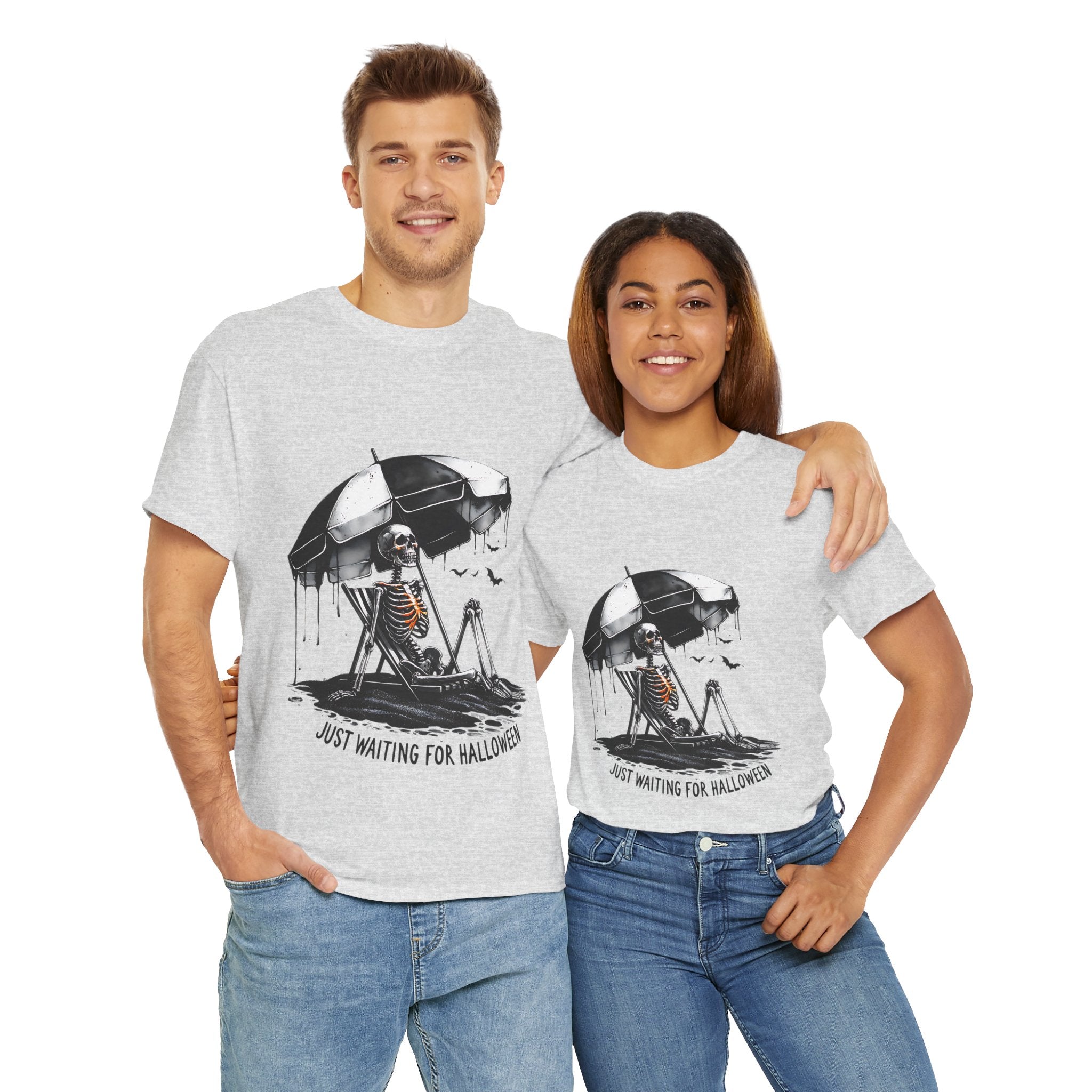 Just Waiting for Halloween, Heavy, Unisex Graphic Shirt, Birthday Gift, Casual Wear, Vintage Style, Floral Design T-shirt
